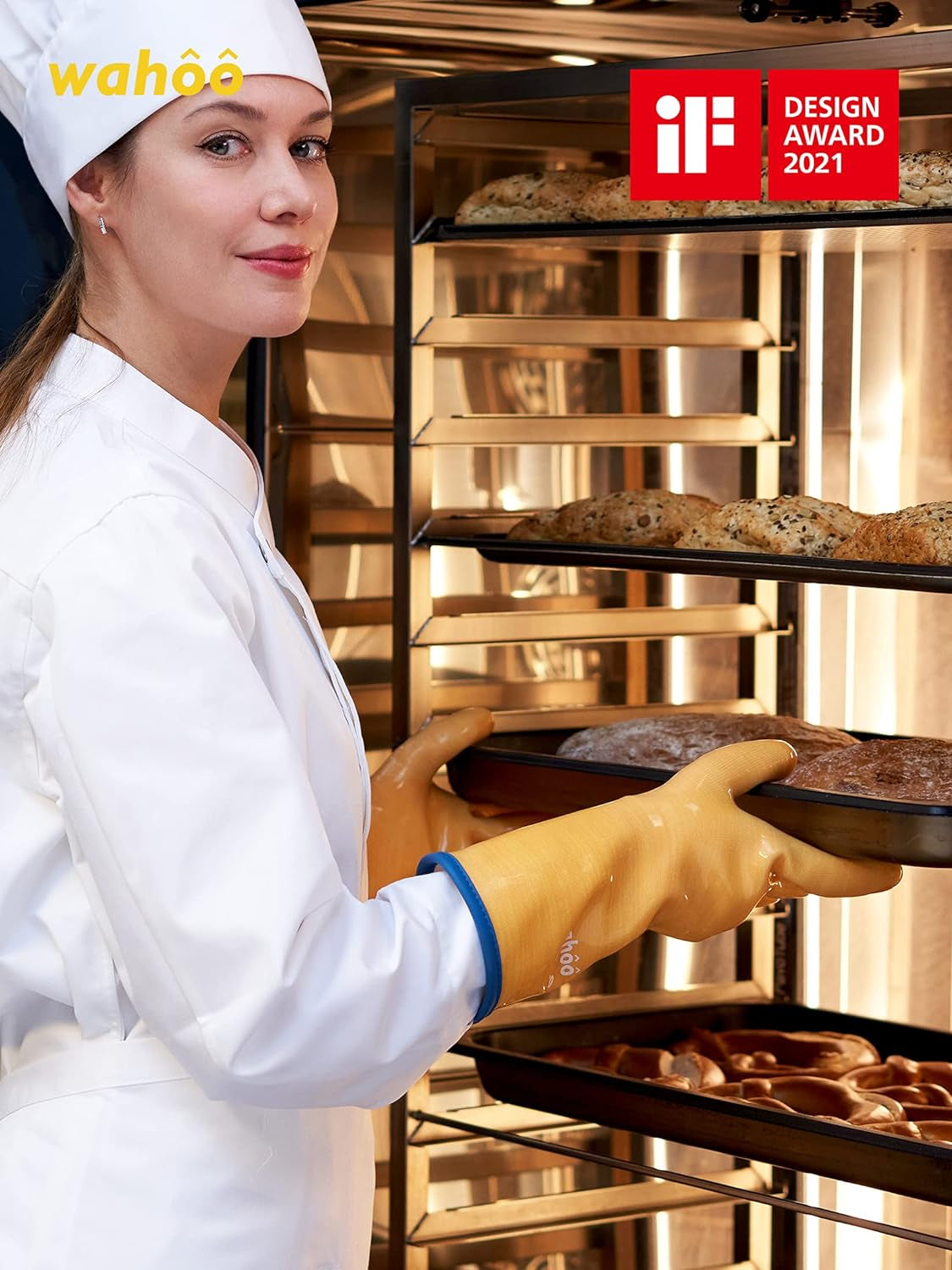 Wahoo Liquid Silicone Smoker Oven Gloves. Food-Contact Grade. Heat Resistant Gloves for Cooking. Grilling. Baking. Yellow. M/8 - Image 3