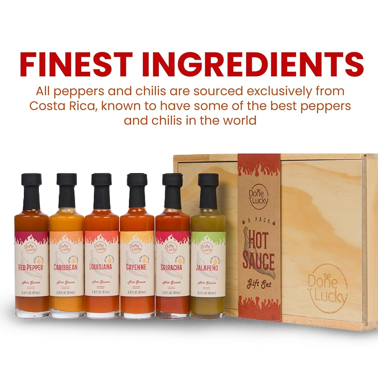 Hot Sauce Gift Set (6 Pack) - Hot Sauce Variety Pack in Premium Wooden Box - Great Gift for Birthday. Christmas. Father'S Day for Men. Him. Her. Dad. Mom - Unique Hot Sauce Gift Set (Set of 6) - Image 5