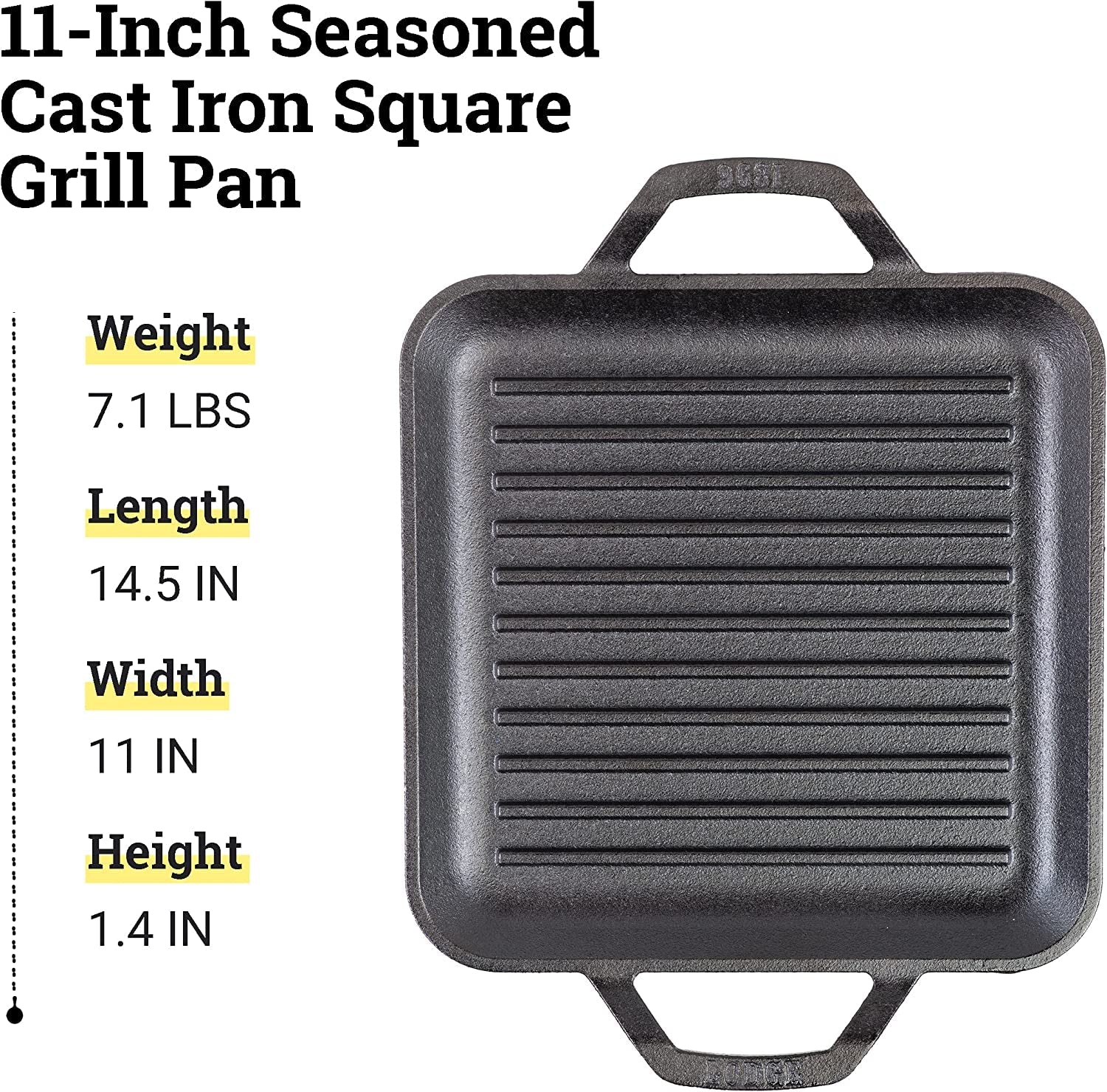Cast Iron Chef Collection Square Grill Pan. Pre-Seasoned - 11 In - Image 6