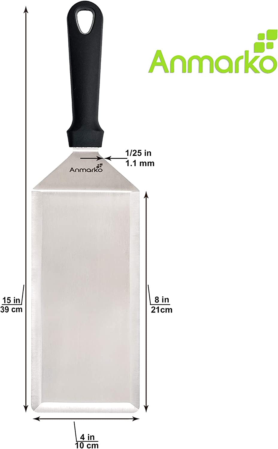 Big Metal Griddle Spatula - Grill Spatula 4 X 8 in Large Burger Smasher Hamburger Turner Scraper - Pancake Flipper - Great for BBQ Grill and Flat Top Griddle - Commercial Grade - Image 3