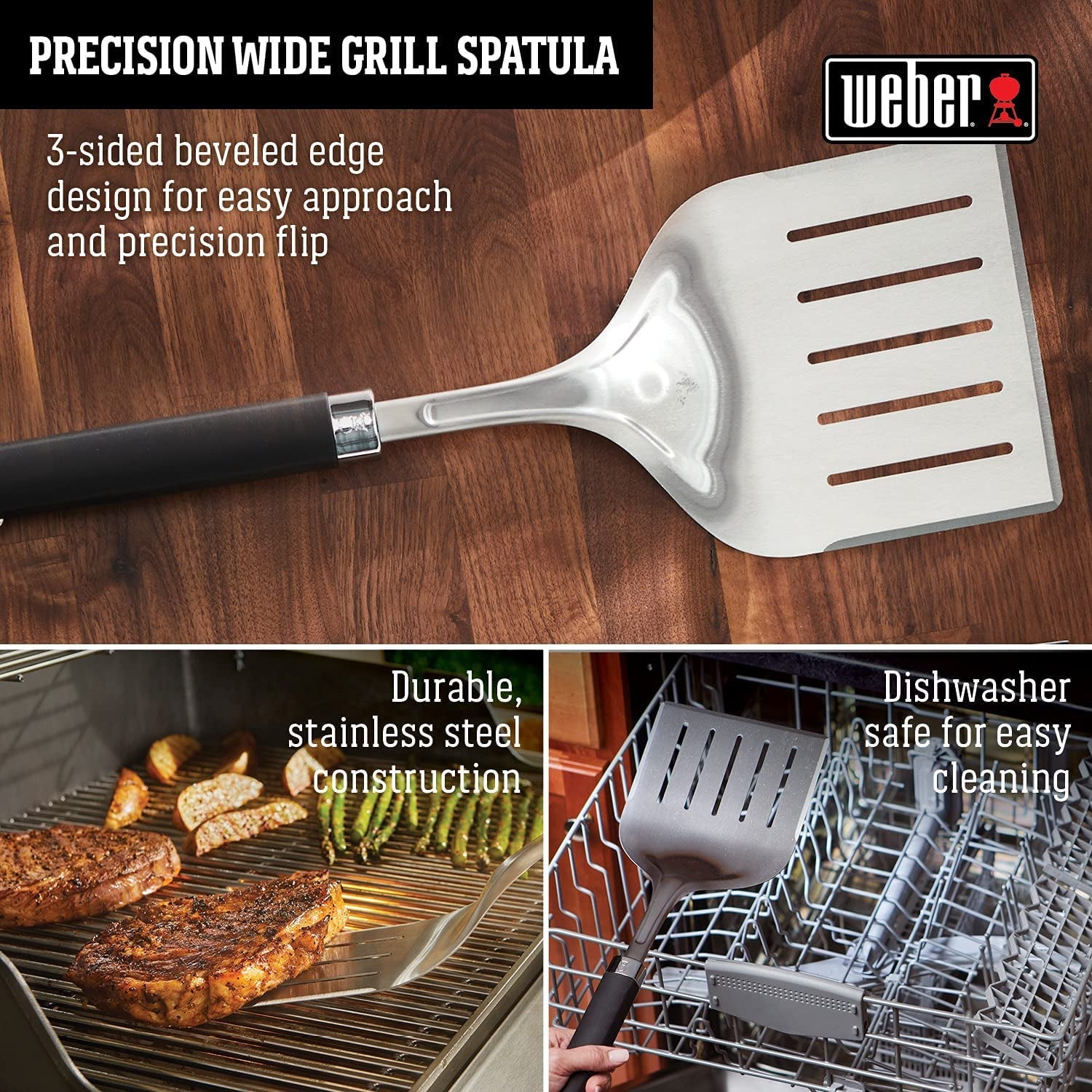 Weber Precision Grill Wide Spatula. Silver/Black. Large - Image 5