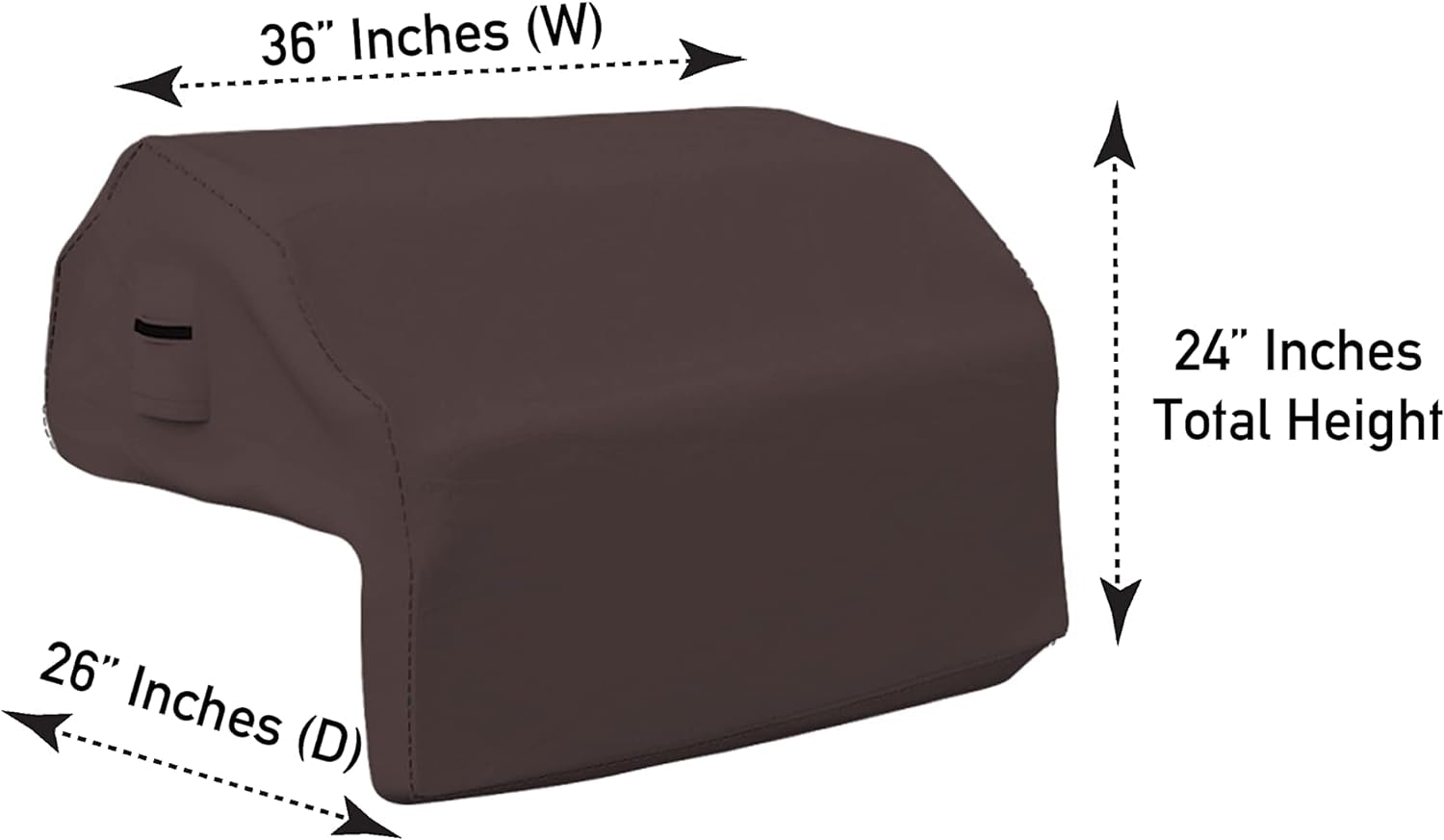 Built-In Grill Cover Made of 12 Oz Waterproof Fabric with Air Pocket & Elastic for Snug Fit (36 W X 26 D X 24 H. Coffee) - Image 3
