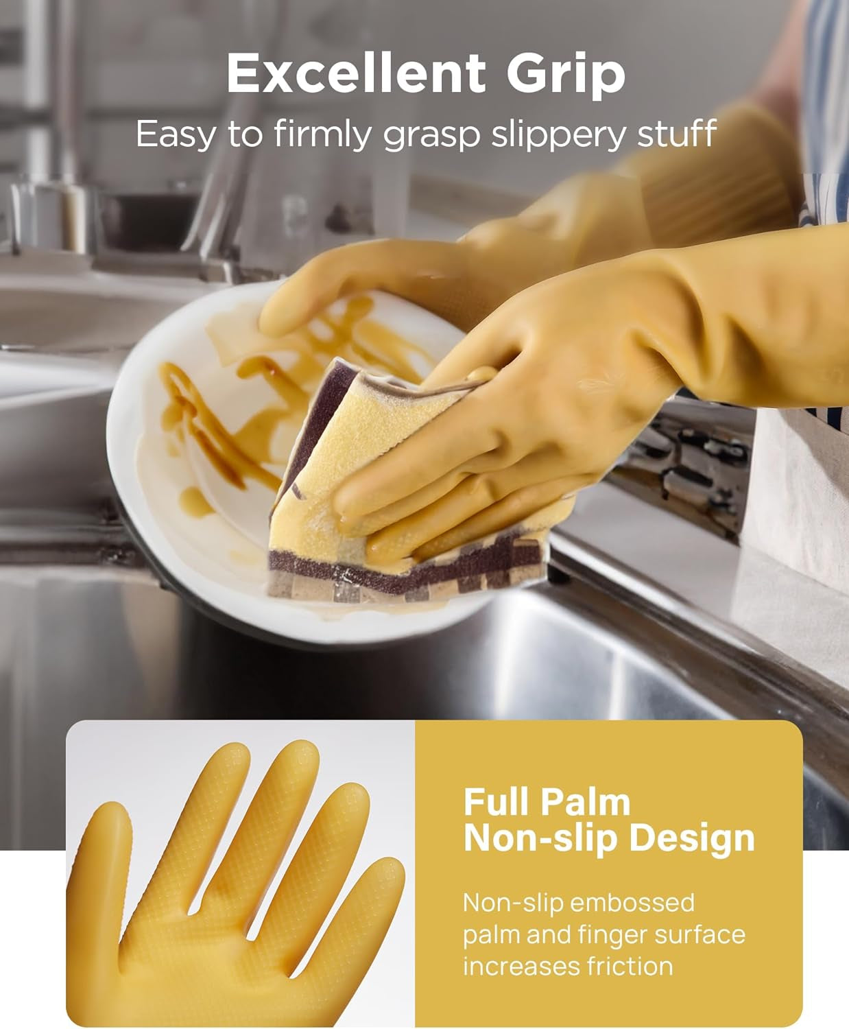 Rubber Cleaning Gloves 3 or 6 Pairs and Rubber Dishwashing Gloves for Kitchen Reuseable. - Image 2