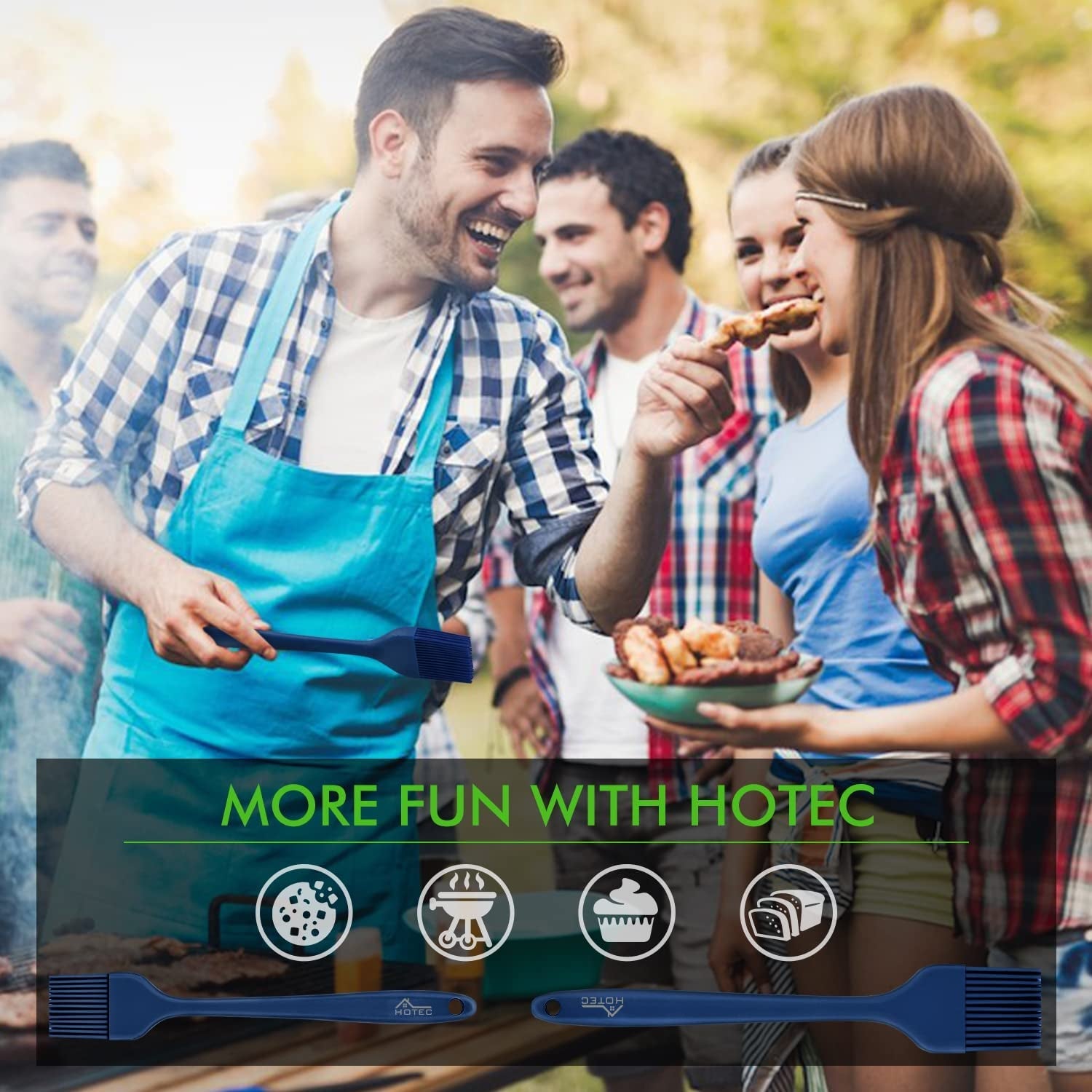 HOTEC 2 Pieces Set Basting Brushes Silicone Heat Resistant Pastry Brushes Spread Oil Butter Sauce Marinades for BBQ Grill Barbecue Baking Kitchen Cooking BPA Free Dishwasher Safe (Classic Blue) - Image 7