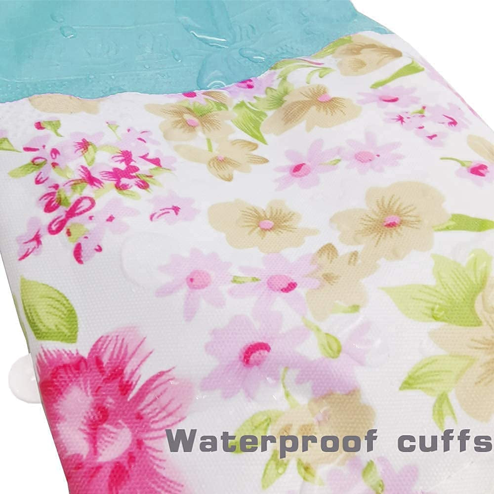 Rubber Latex Waterproof Dishwashing Gloves.2 Pair Medium Long Cuff Flock Lining Household Cleaning Gloves - Image 4