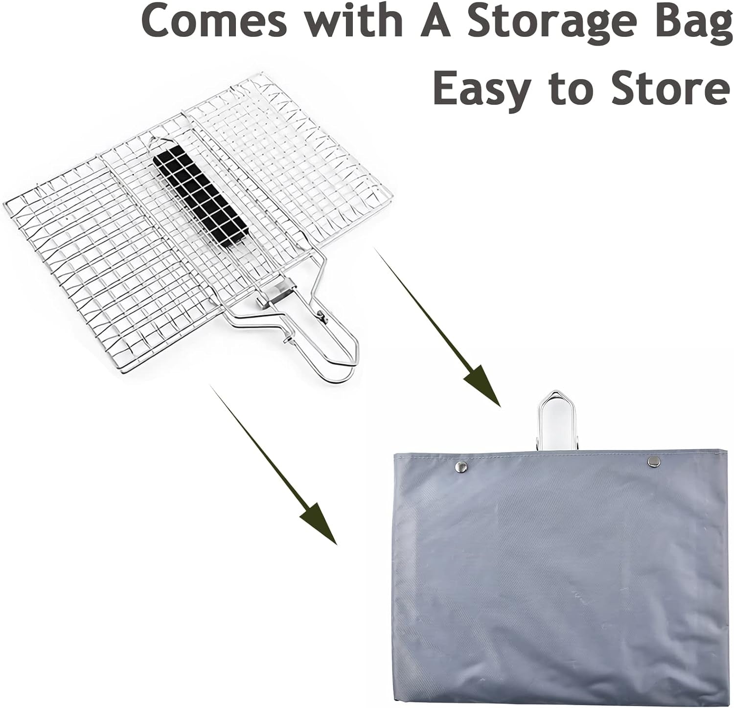 Grill Basket. Stainless Steel Barbecue Basket with Foldable Handle. Portable Outdoor/Camping Grilling Accessories. Grill Vegetable Basket for Garden. Outdoor. Camping - Image 3