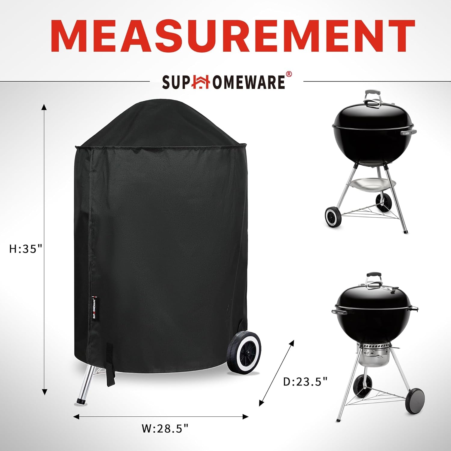 22 Inch Grill Cover for Weber Kettle Charcoal. Waterproof and Heavy Duty BBQ Covers with Fade Resistant - Image 2