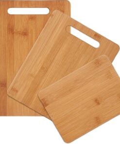 Farberware 3-Piece Wood Cutting Board Set. Reversible Chopping Boards for Meal Prep and Serving. Charcuterie Boards. Wooden Cutting Boards with Built-In Handles. Set of 3 Assorted Sizes. Bamboo