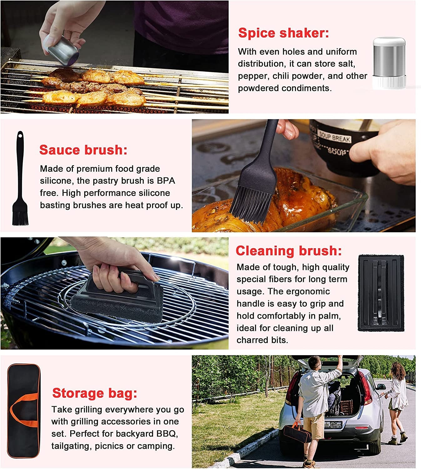 138PCS Griddle Accessories Kit.Grill Accessories for Blackstone Flat Top Set and Camp Chef.Grill Spatula.Scraper.Griddle Cleaning Kit Carry Bag for Hibachi Grill. Men Outdoor BBQ with Meat Injector - Image 7