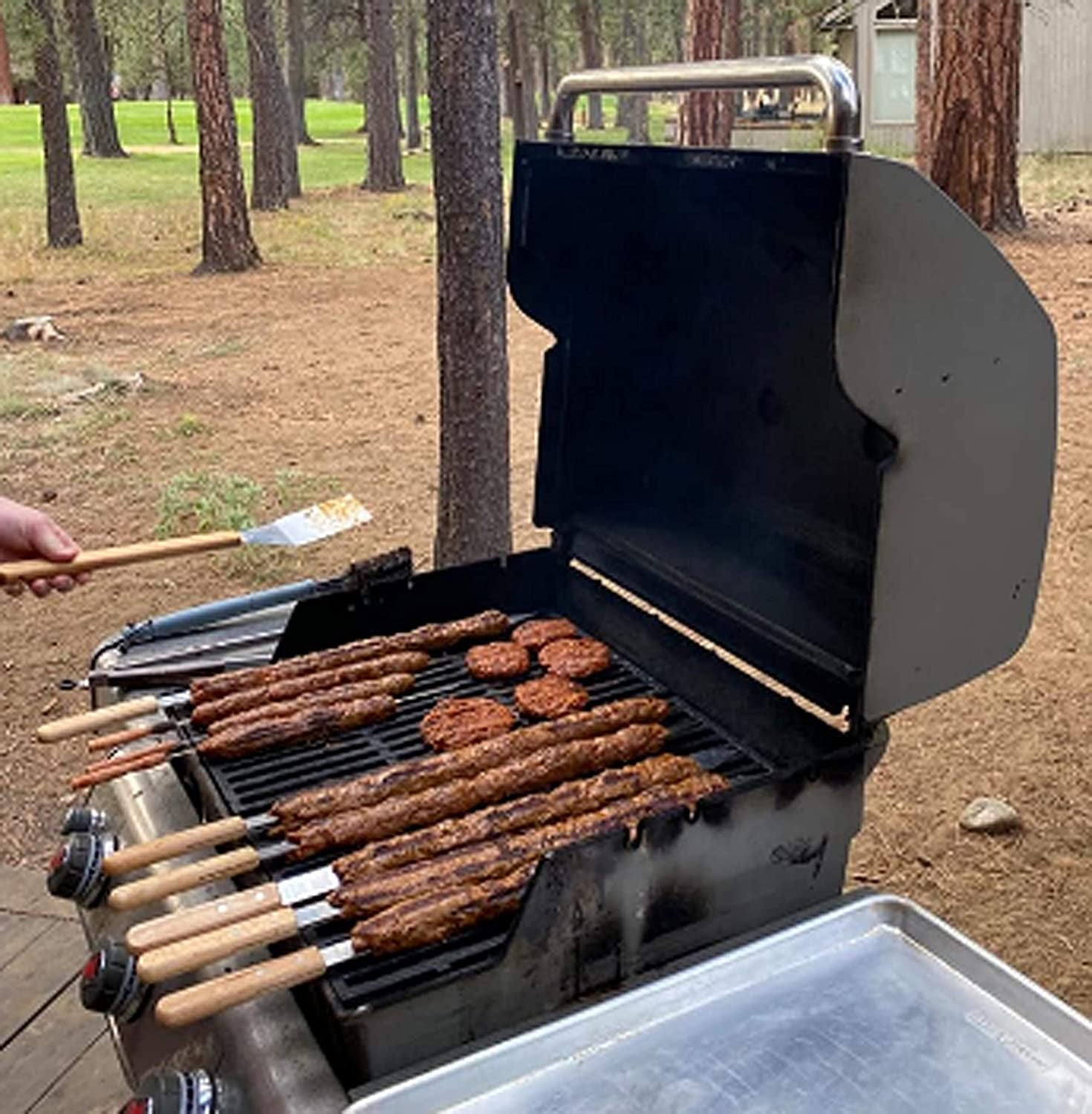 G & F Products 25619 2020 23 Inch Long 5/8 Inch Wide 2Mm Thin Stainless Steel BBQ Skewer 8 Piece. Silver - Image 6