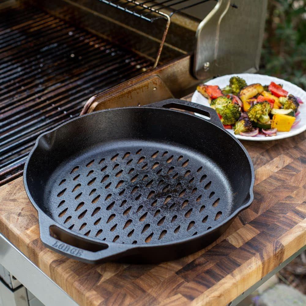 Lodge 12 Cast Iron Dual Handle Grill Basket - Image 10