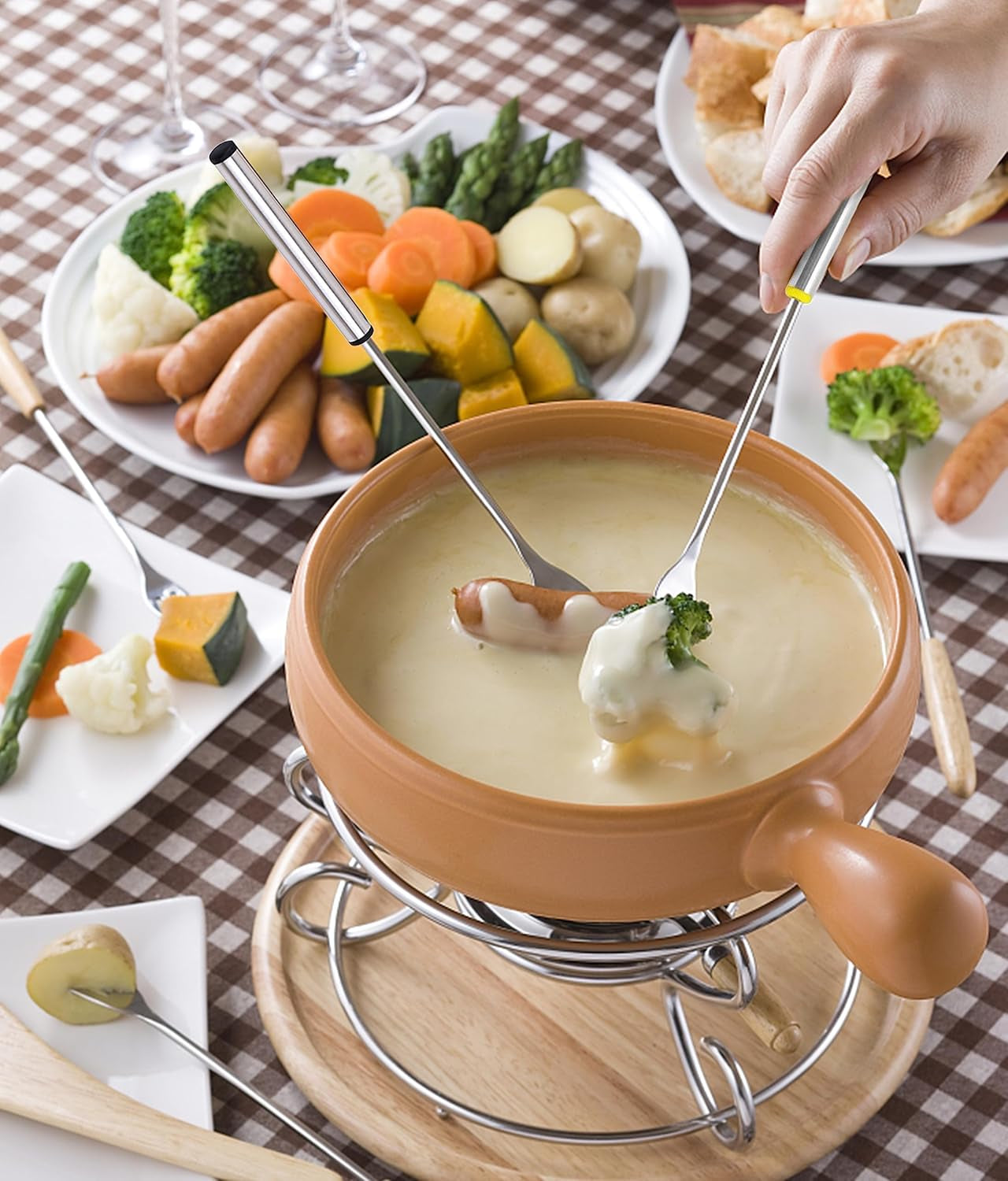 Set of 12 Stainless Steel Fondue Forks 9.5. Color Coded Cheese Fondue Forks Smores Sticks with Heat Resistant Handle for Chocolate Fountain Cheese Roast Marshmallows Dessert Fruits - Image 3