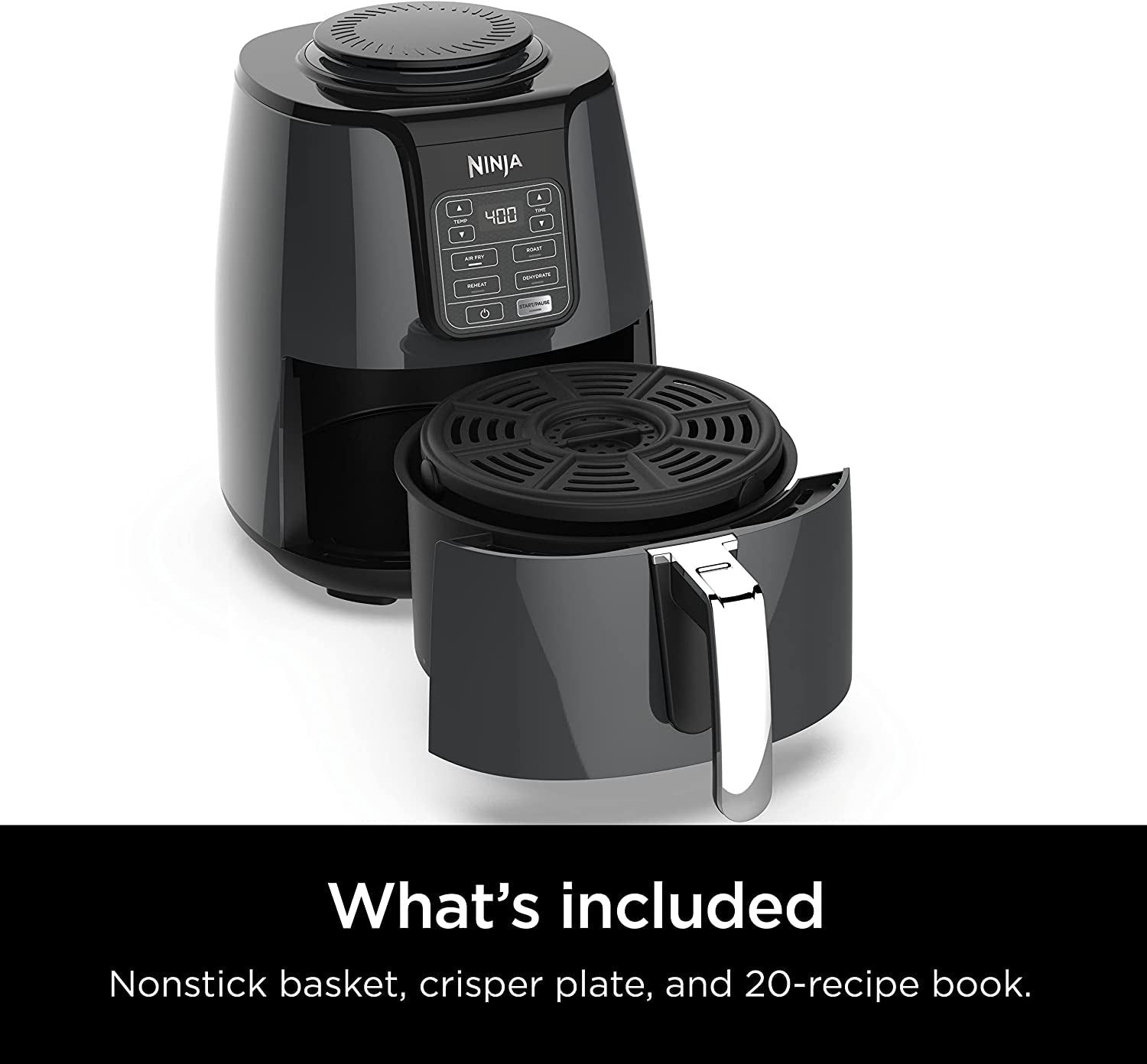 Ninja Air Fryer. Roast. Bake. Air Fry. Roast. Broil. Reheats. & Dehydrates. 4-In-1. Fries. Frozen Food. Veggies. and Juicy Meat. Less Oil. Easy Meals. Healthy Meals. Compact. 4 QT. Grey. AF101 - Image 8