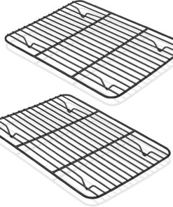 P&P CHEF Baking Rack Set of 2. Non-Stick Mini Cooling Racks for Cooking Grilling. 2 Pack 8.6 X 6.2 Roasting Drying Rack for Small Toaster Oven Use. Stainless Steel Core. Non-Toxic & Easy to Clean