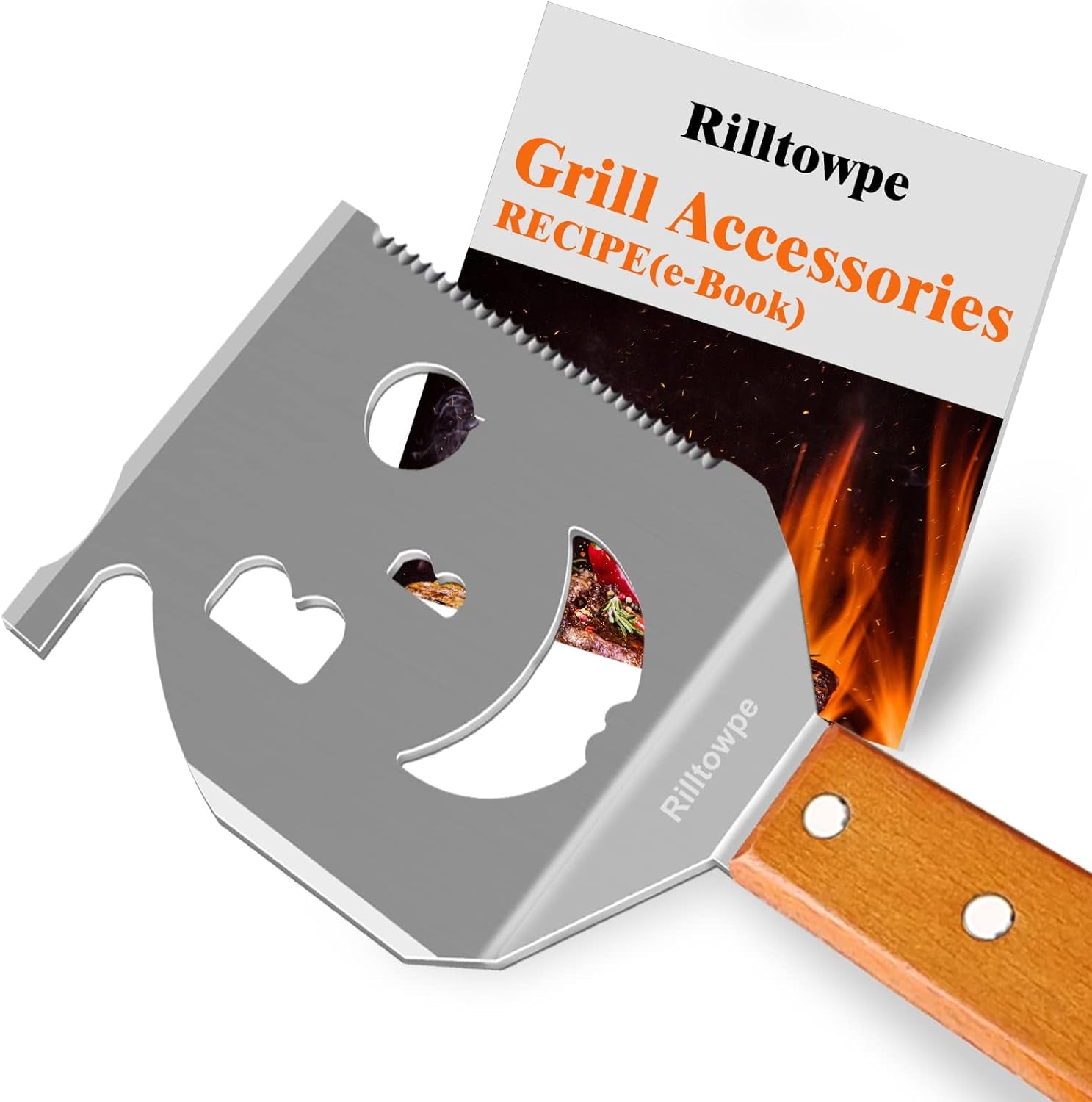 Rilltowpe BBQ Spatula. Outdoor BBQ BBQ Spatula. Wooden Handle Stainless Steel BBQ Spatula. Outdoor BBQ Accessories. Unique BBQ Gifts.