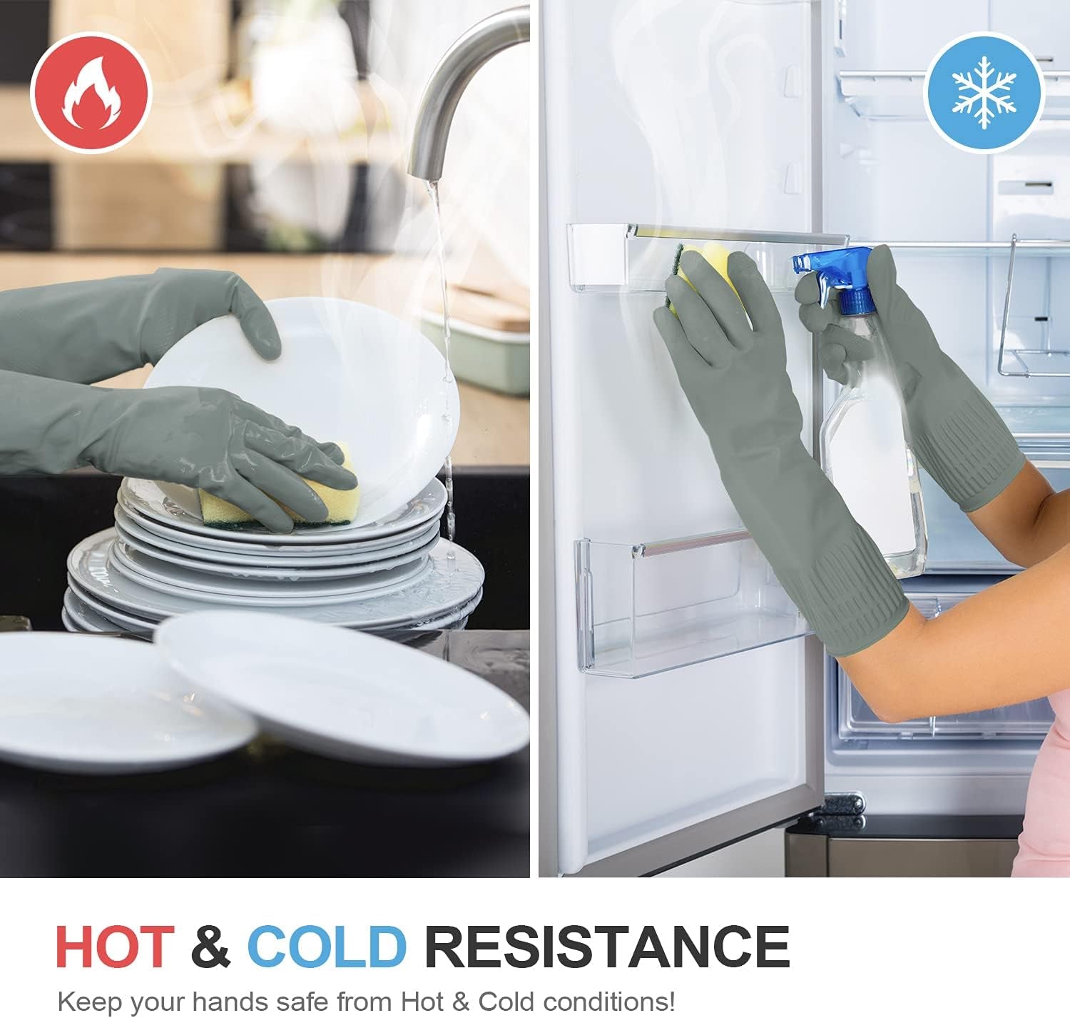 MAMISON 2 Pairs Rubber Gloves - Long Rubber Gloves Dishwashing Gloves Large - Image 5