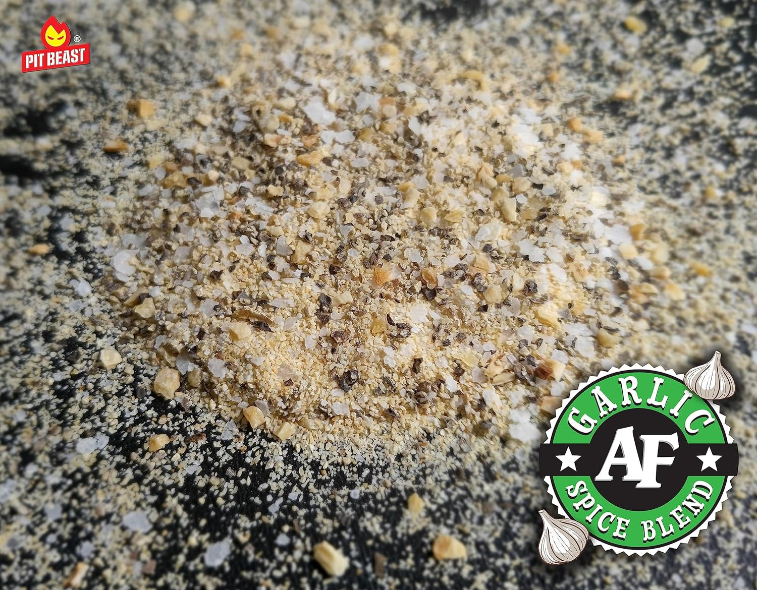 Pit Beast Garlic AF - Garlic. Salt. and Pepper BBQ Rub Seasoning | ALL PURPOSE EXTREME GARLIC FLAVOR SPICE BLEND | Chicken. Pasta. Veggies. Dips. Bread. Beef. Pork | 14Oz. - Image 2