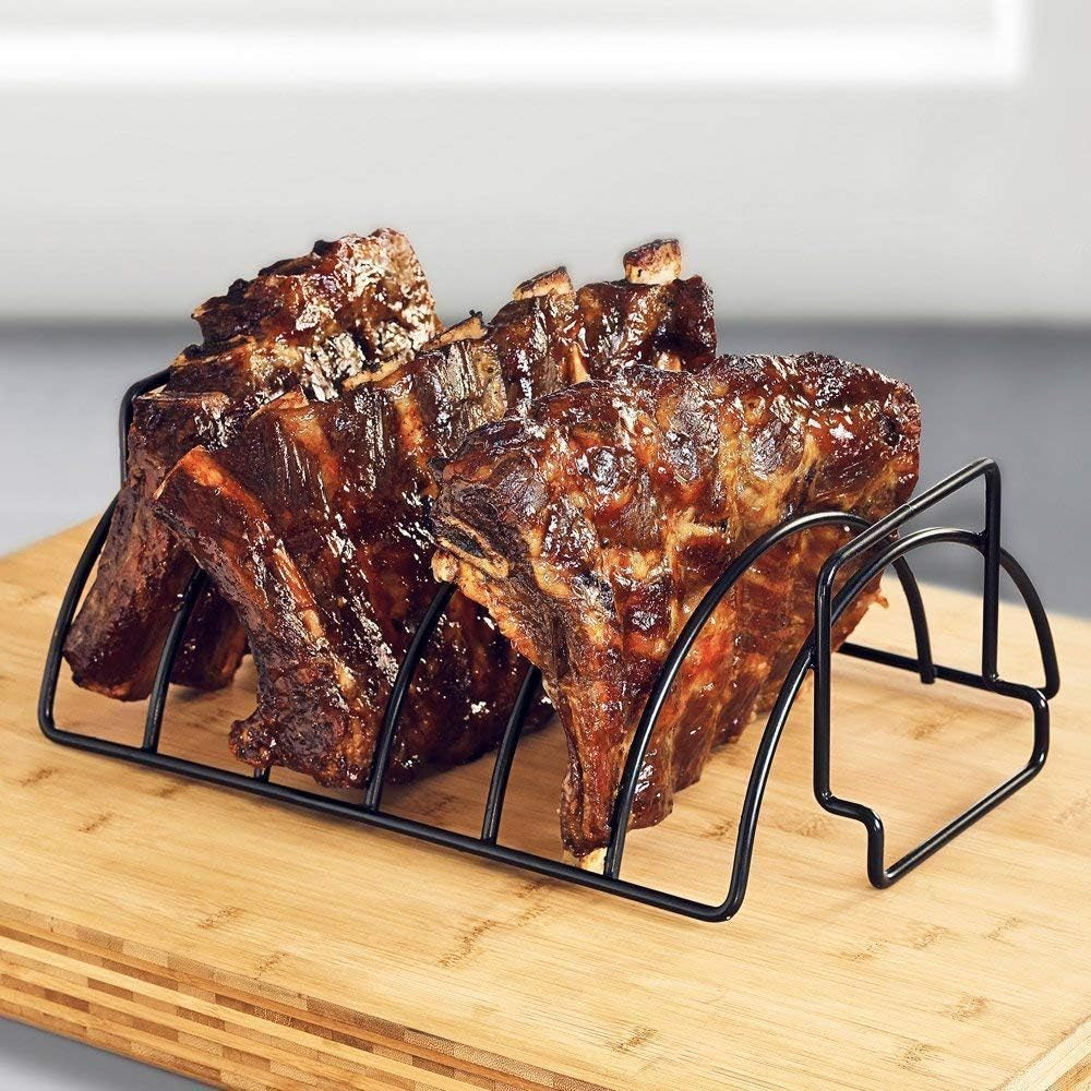 KUNANG BBQ Rib Racks for Smoking.Turkey Roasting Rack Roast Rack Dual Purpose Fit for Smoker.Oven and Grill - Image 4