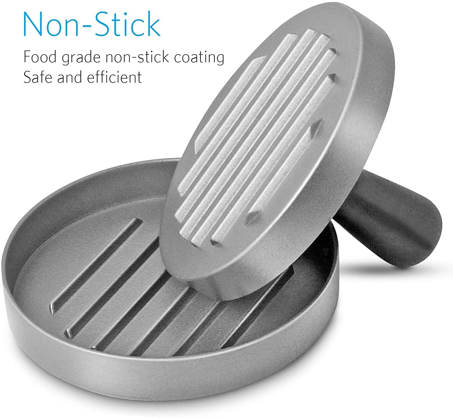 Asdirne Hamburger Press Patty Maker. Food Grade Aluminum Burger Press with ABS Handle. Non-Stick. Easy to Clean. with 50 Pcs Wax Patty Paper. 4.6 Diameter and 0.7 Depth - Image 2