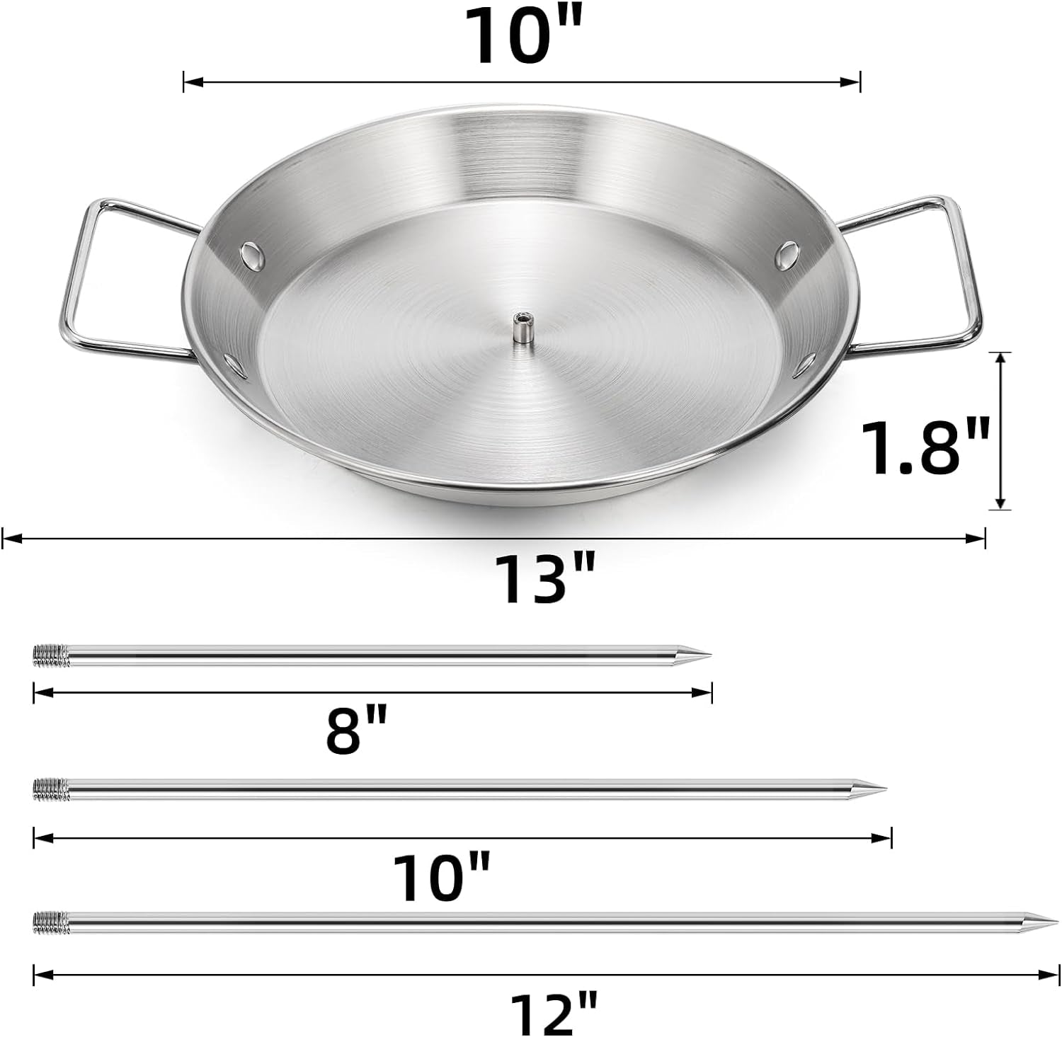 Noamus Vertical Skewer for Grill. Stainless Steel Stand Skewer. Pastor Skewer with Removable 3 Size Spikes (8. 10. 12). Tacos Gyros-Bbq Grilling Pan Accessory for Smoker Kamado Grill Oven Dishes - Image 2