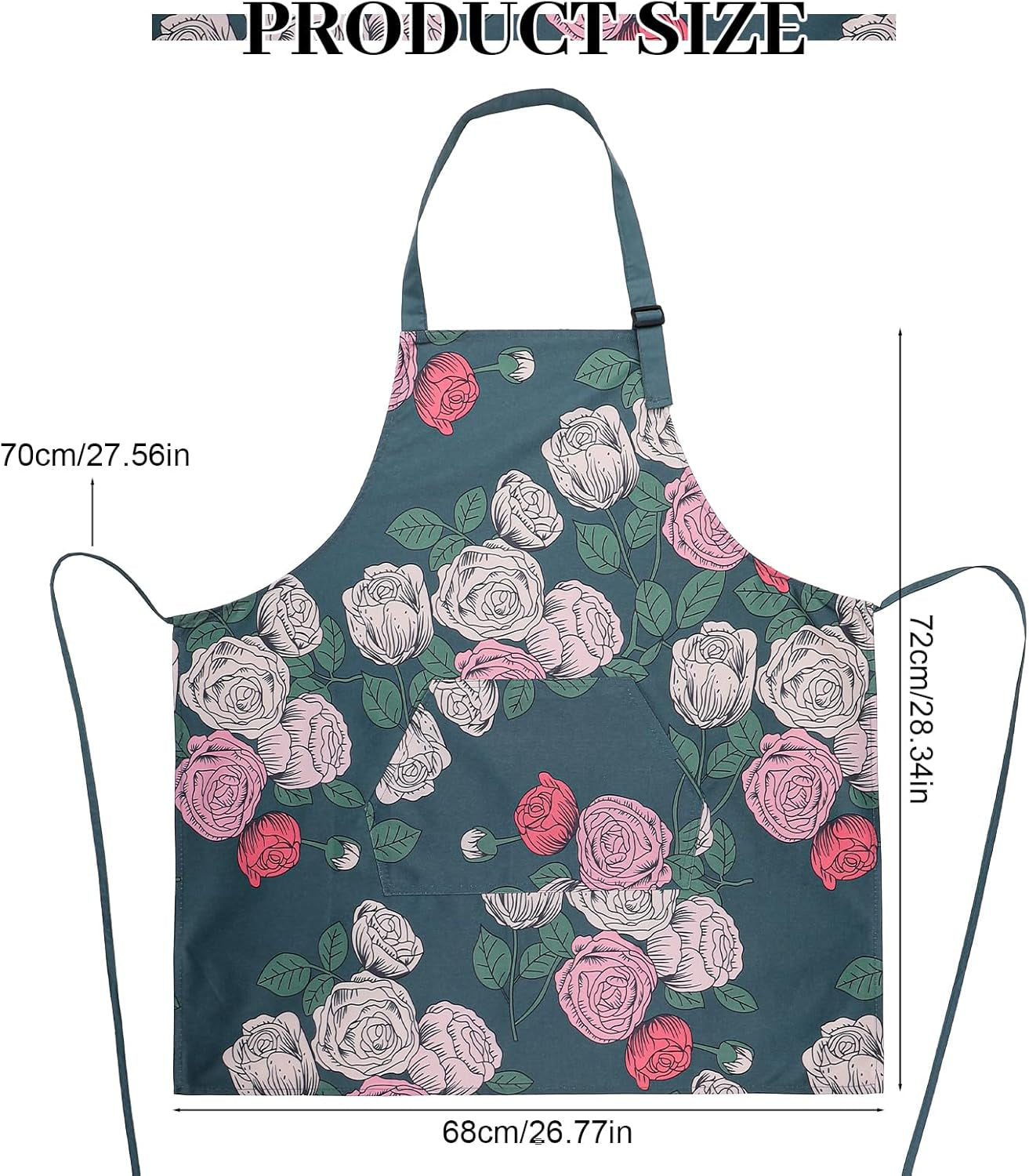 3 Pack Floral Aprons for Women with 2 Pockets. Women Aprons Waterproof Adjustable Cooking Aprons for Kitchen. Gardening. Baking. Salon Apron Gift for Mom Wife Sister Grandma - Image 2