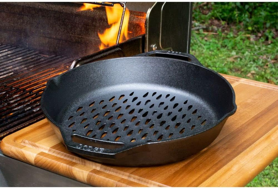 Lodge 12 Cast Iron Dual Handle Grill Basket - Image 8