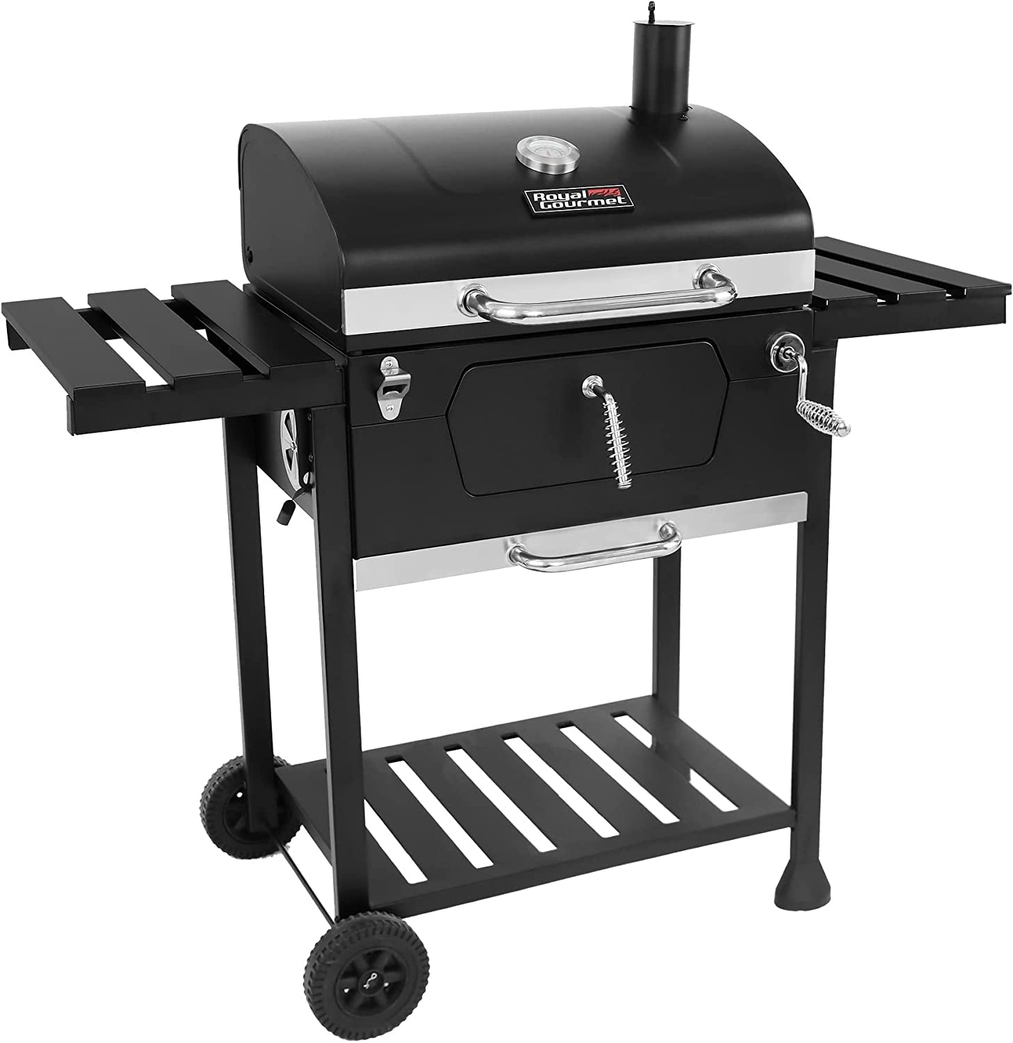 CD1824EN 24 Charcoal Grill Outdoor Smoker with Side Tables Backyard Griller Party BBQ Picnic Patio Cooking. Black