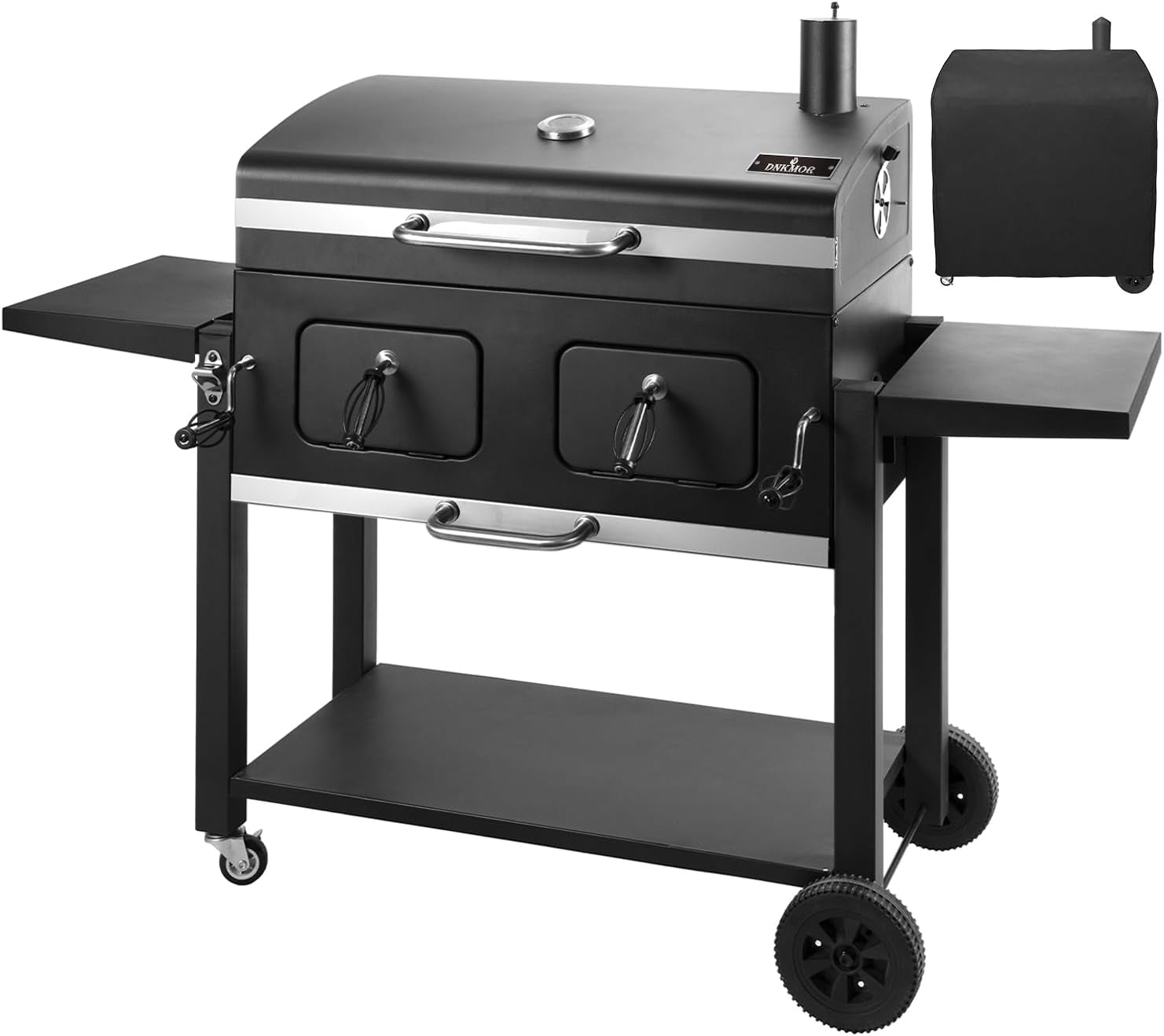 Charcoal Grill Outdoor BBQ Grill. Extra Large Cooking Area 794 Square Inches with Two Individual & Adjustable Charcoal Tray. Foldable Side Tables for Outdoor Cooking Backyard Camping Picnics by