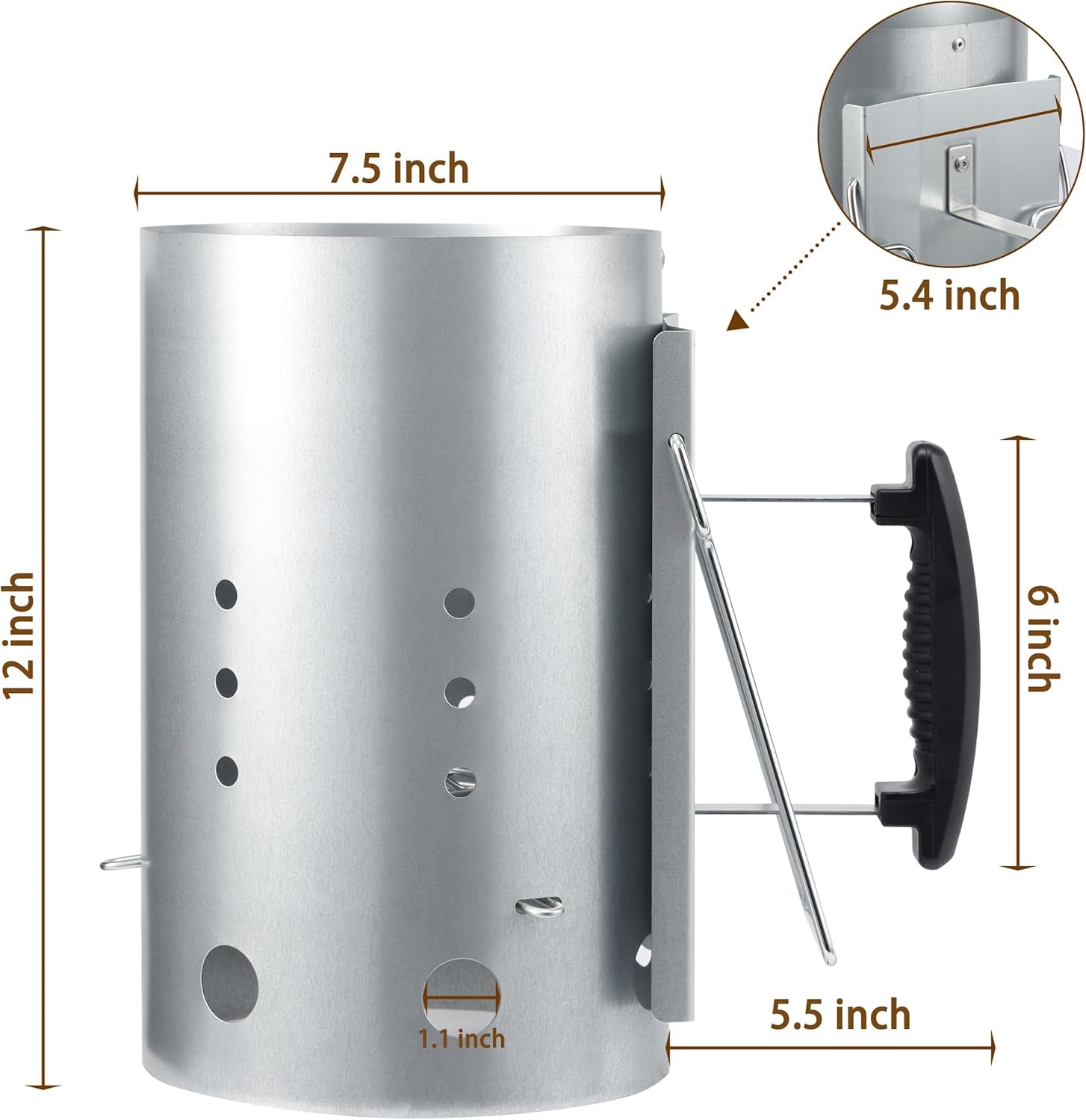 E500 Larger Charcoal Chimney Starter with 60Pcs Charcoal Starter. Coal Chimney Starter for Grill. BBQ Fire Starter Kit - Image 3