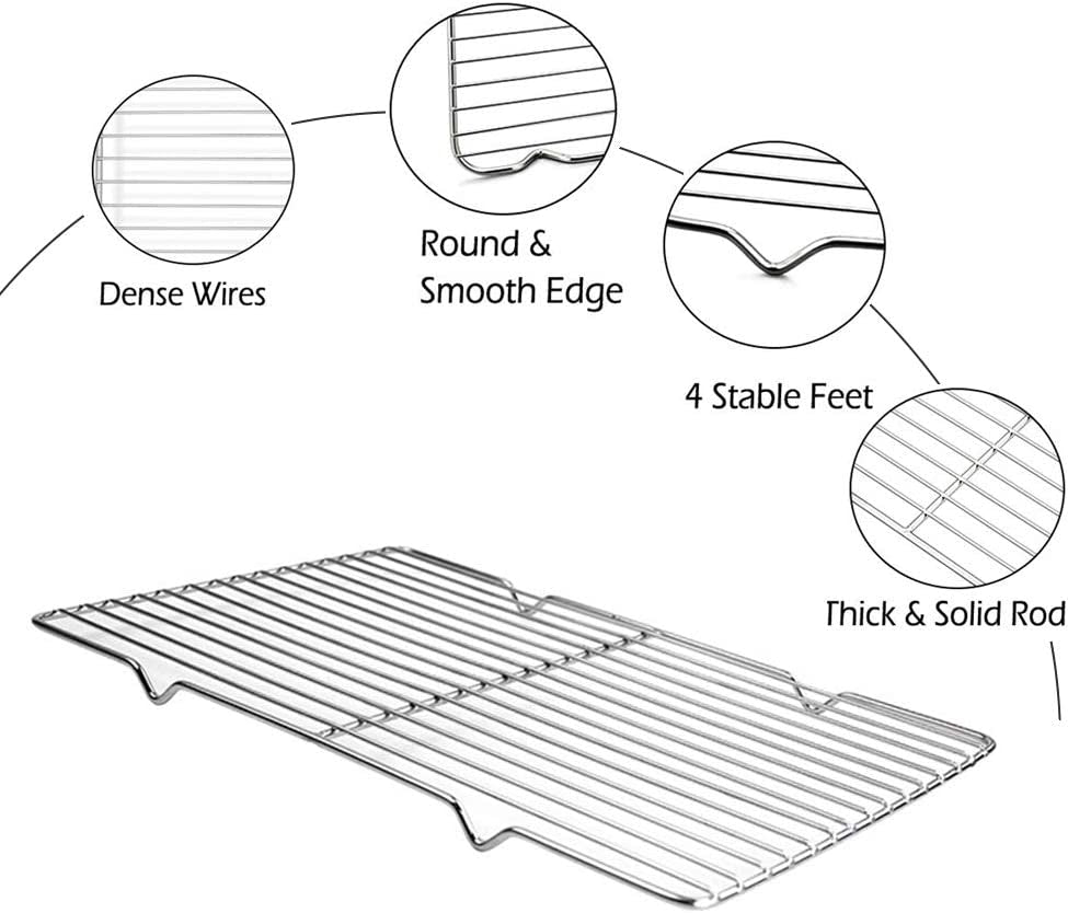Turbokey Grilling Rack Heavy Duty Wire Grate Oven Roasting Rack 5.3 X 8.7 Inch Rectangle Baking Cooling Steaming with 4 Legs Stainless Steel Rack (5.3X8.7.22X13.5Cm) - Image 5