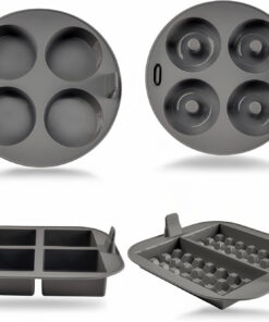 Set of 4 - EM Silicone Air Fryer Liners – Reusable Air Fryer Accessories with Cupcake. Donut. Brownie. Waffle Molds – Heat-Resistant. Food-Grade Silicone for Ninja. Gourmia.
