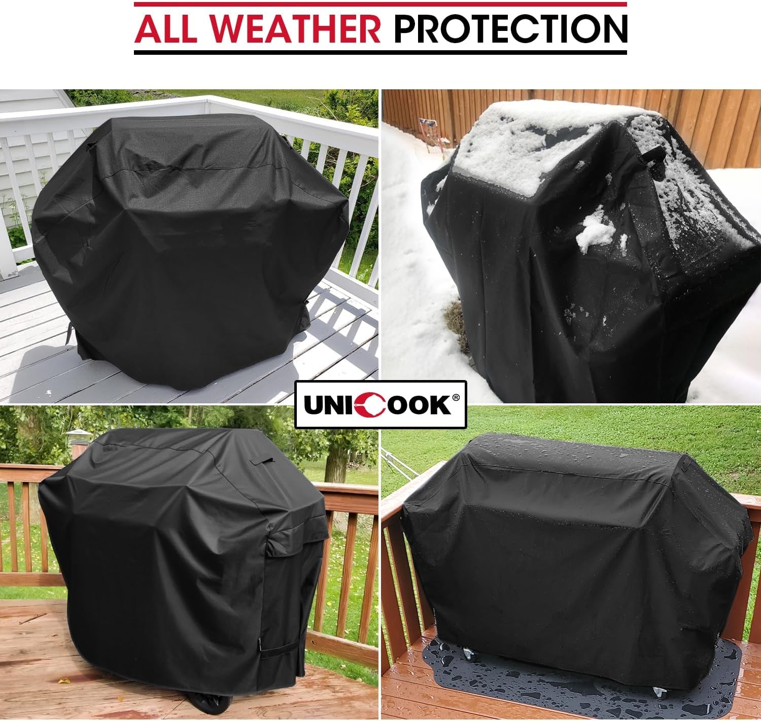 Unicook Heavy Duty Waterproof Barbecue Gas Grill Cover. 65-Inch BBQ Cover. Special Fade and UV Resistant Material. Durable and Convenient. Fits Grills of Weber Char-Broil Nexgrill Brinkmann and More - Image 2