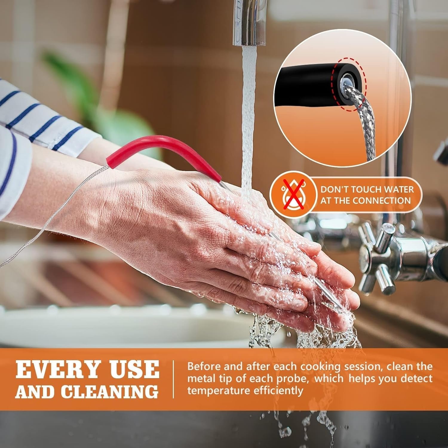 2-Pack Temp Meat Probe Replacement for Pit Boss Pellet Grills and Smokers. 3.5Mm Plug Thermometer Probes with 2 Pack Probe Grommets and Probe Clips - Image 5