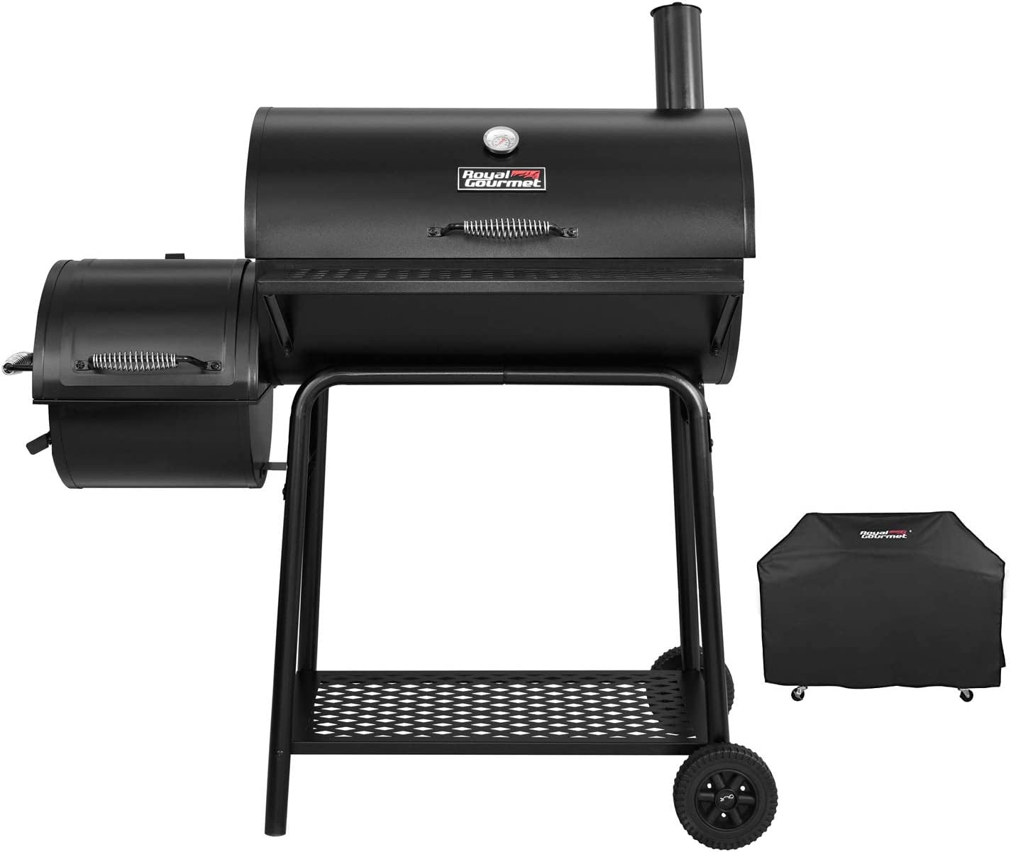 Royal Gourmet CC1830FC Charcoal Grill Offset Smoker (Grill + Cover). Black