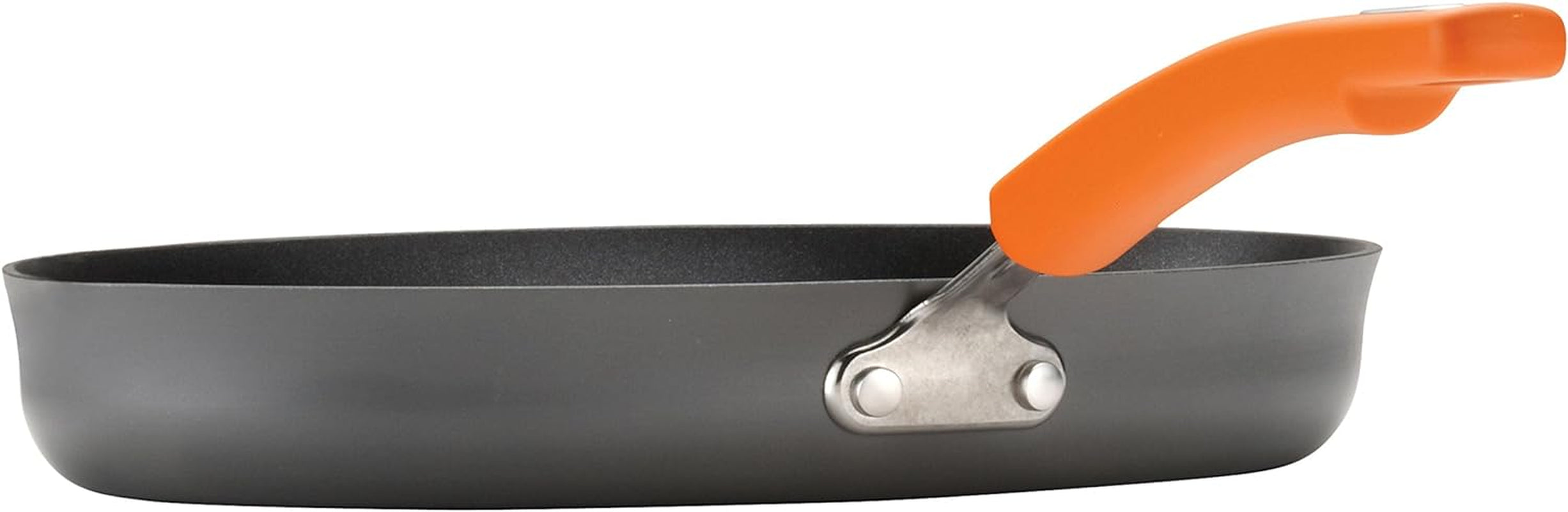 Brights Hard Anodized Nonstick Square Griddle. Grill Pan (11-Inch). Gray with Orange Handles - Image 4