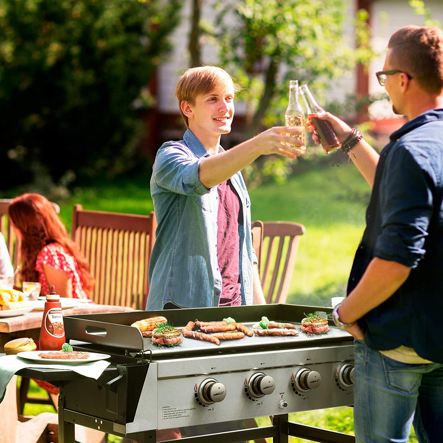 GB4001B 4-Burner Flat Top Gas Grill 52000-BTU Propane Fueled Professional Outdoor Griddle 36Inch Backyard Cooking with Side Table. Black - Image 8