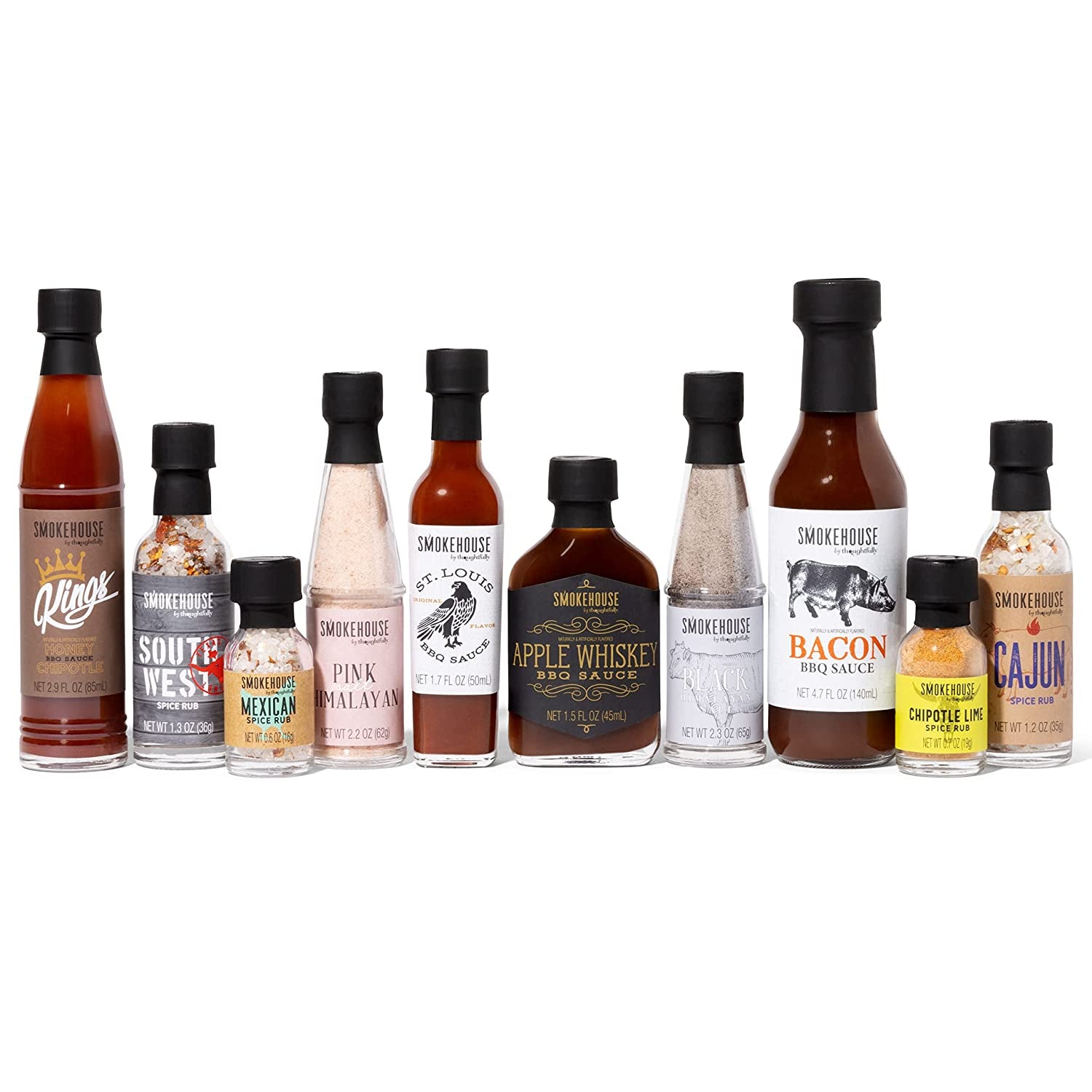 Smokehouse by Thoughtfully. Ultimate BBQ Sampler Set. Vegan and Vegetarian. Includes a Variety of Flavorful USA Made BBQ Sauces. Rubs. and Salts for Smoking and Grilling in Sample Size Glass Bottles - Image 3