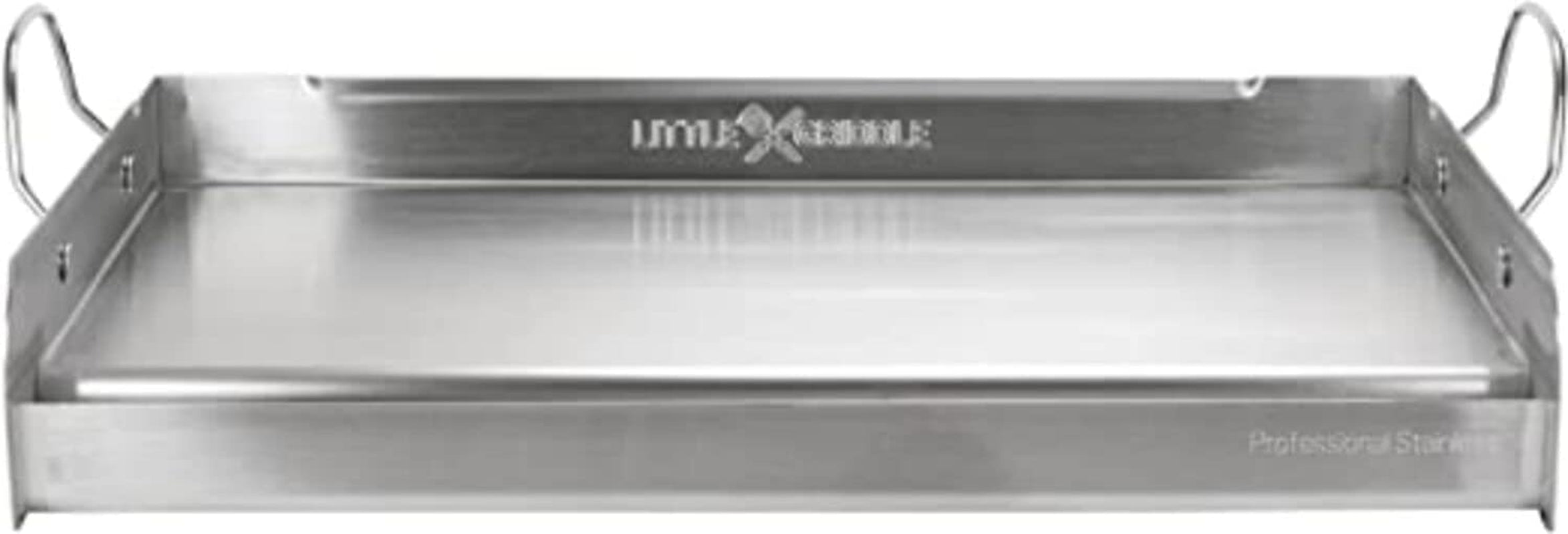 Griddle-Q GQ230 100% Stainless Steel Professional Quality Griddle with Even Heat Cross Bracing and Removable Handles for Charcoal/Gas Grills. Camping. Tailgating. Parties (25X16X6.5)