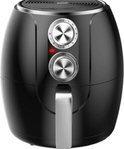 3.2-Quart Small Electric Air Fryer. Timer & Temp. Control (Black. Silver) (AF-300BK)