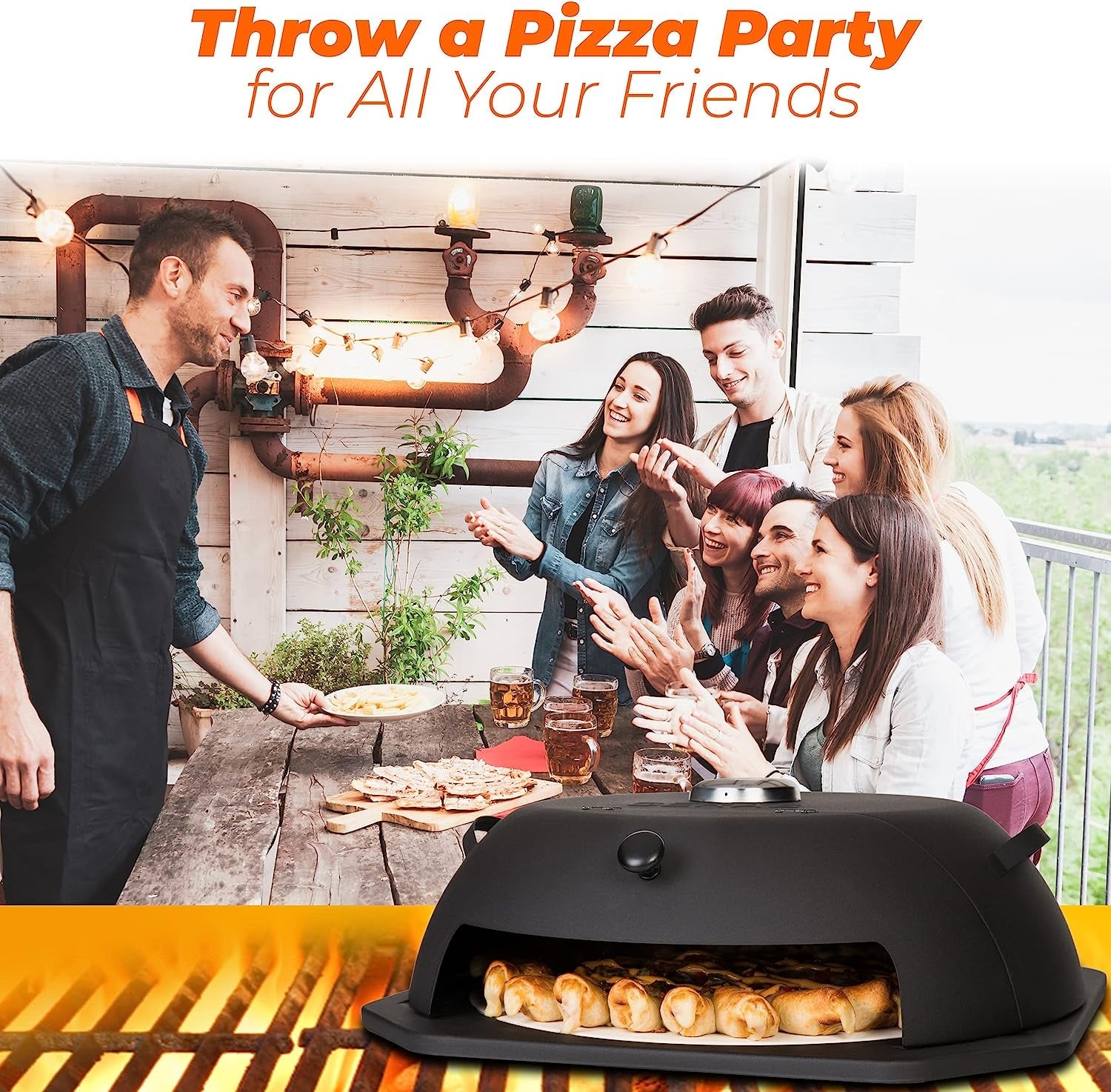Geras Pizza Oven for Grill - Grill Top Pizza Maker for outside - Pizza Stone. Pizza Peel Kit - Outdoor Small Portable Backyard BBQ Pizzas Maker Charcoal Grill. Pellet. Propane Gas and Wood Fire - Image 9