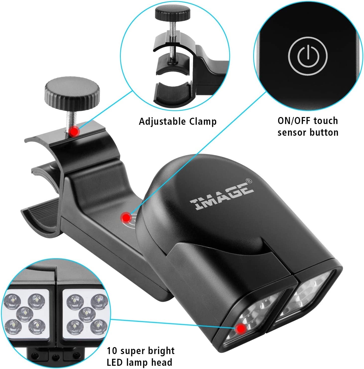 Grill Light. BBQ Lights for Grill with 10 Super Bright LED Lights. Adjustable Handle with 360 Degree Rotation. round & Square Bars Light on Any BBQ Pit. Grill Lights for Cooking and Outdoor Use - Image 6