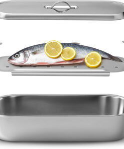 Maxdot Fish Poaching Set – 20 Stainless Steel Poacher Rack & Spatula for Cooking. Flipping & Grilling