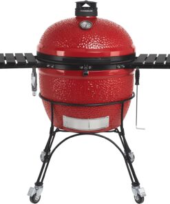 Kamado Joe BJ24RHC Big Joe II 24-Inch Charcoal Grill with Cart and Side Shelves. Blaze Red