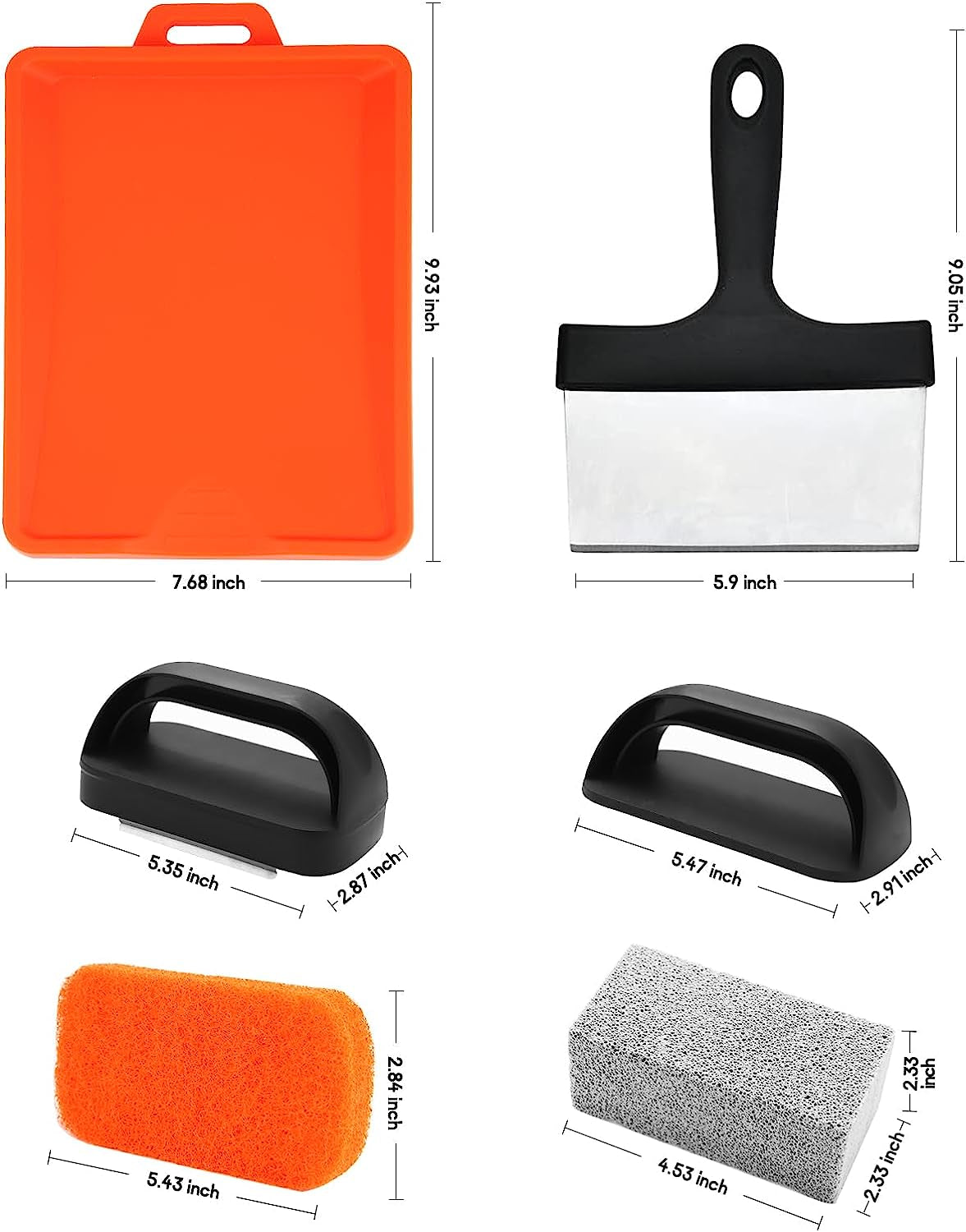 Upgraded Griddle Cleaning Kit for Blackstone 18 Pieces Flat Top Grill Accessories Cleaner Tool Set with Scraper. Heat-Resistant Silicone Spatula Mat with Hanger. Cleaning Brick. Scouring Pads - Image 3