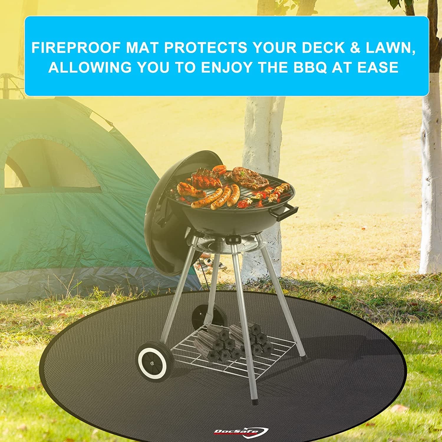 48 round Fire Pit Mat. 4-Layer under Grill Mat Deck Patio Protect Mat.Fireproof Mat/Pad for Grass Outdoor Wood Burning Fire Pit and BBQ Smoker.Portable Reusable and Waterproof.Black - Image 3