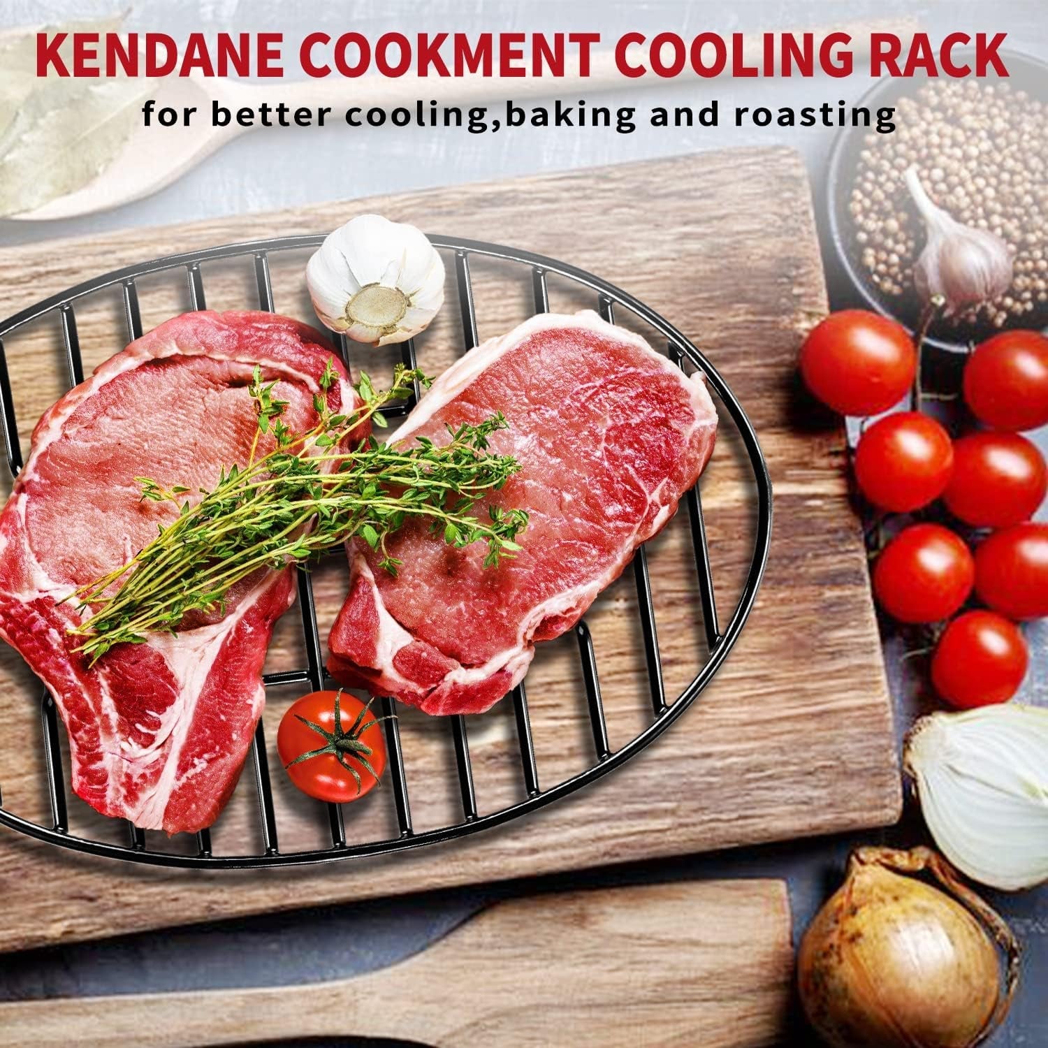 Roasting Rack with Integrated Feet. Cooling Drying Rack Kitchen Rack with Enameled Coating. PTFE Free. Great for Cooking. Roasting. Drying. Grilling. 12Inch*8.5Inch by KENDANE - Image 6