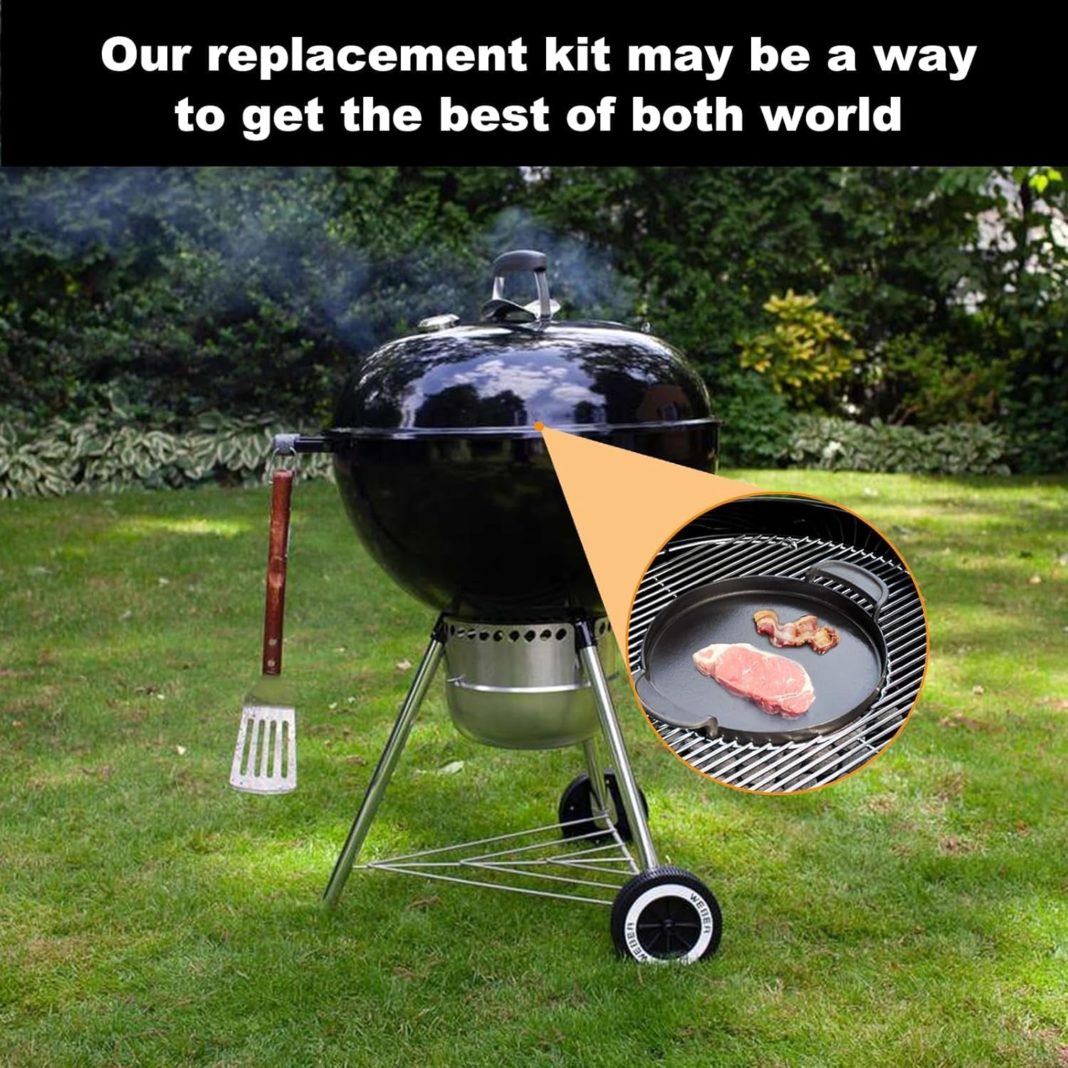 7421 Enameled Cast Iron 12 Gourmet BBQ System Griddle Replacement Parts for Weber Original Kettle Premium 22-Inch Charcoal Grill. 22'' Smokers. Performer Premium Grill - Image 5