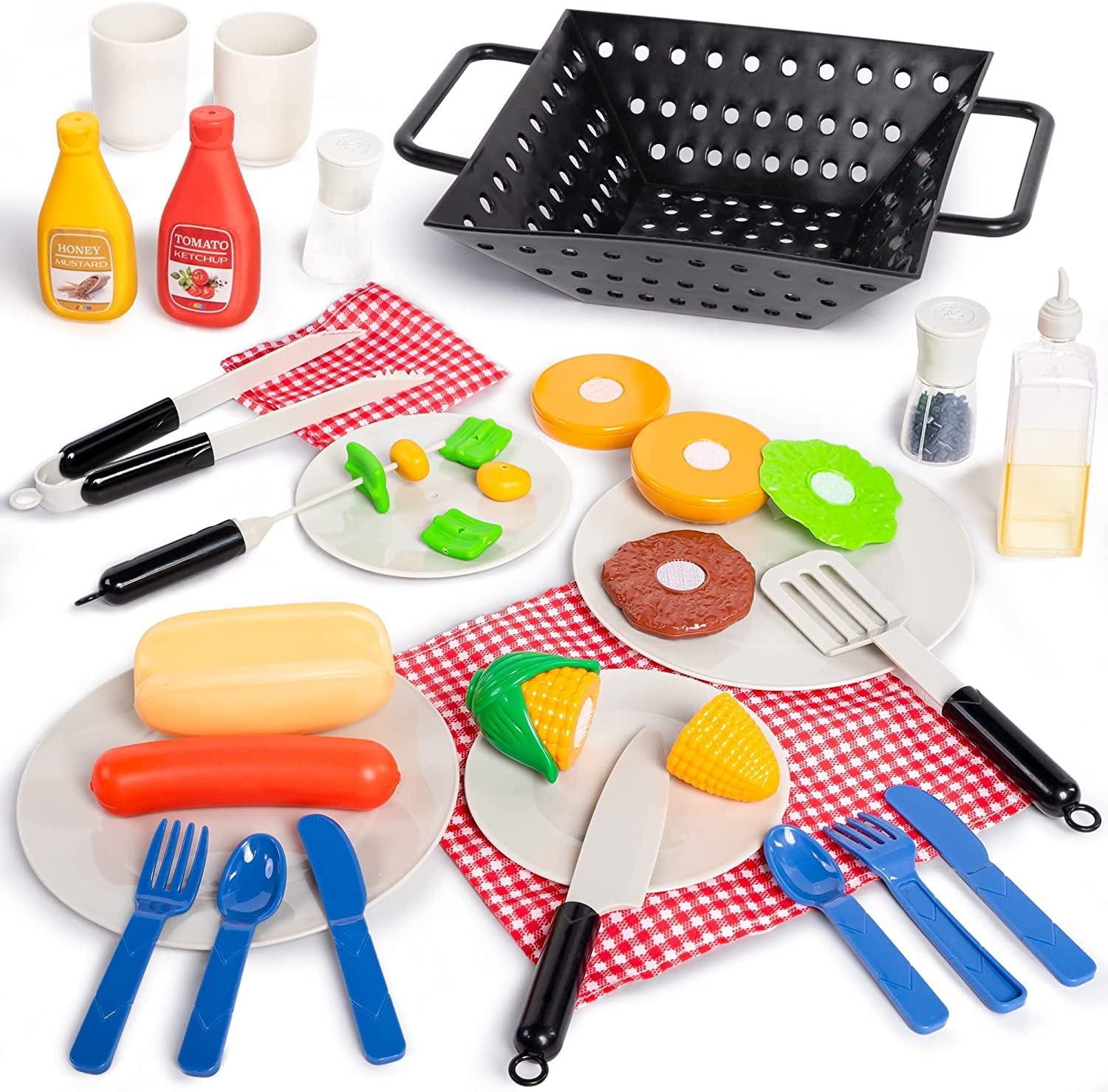 JOYIN 34 PCS Cooking Toy Set. Kitchen Toy Set. Toy BBQ Grill Set. Little Chef Play. Kids Grill Playset Interactive BBQ Toy Set for Kids - Image 5