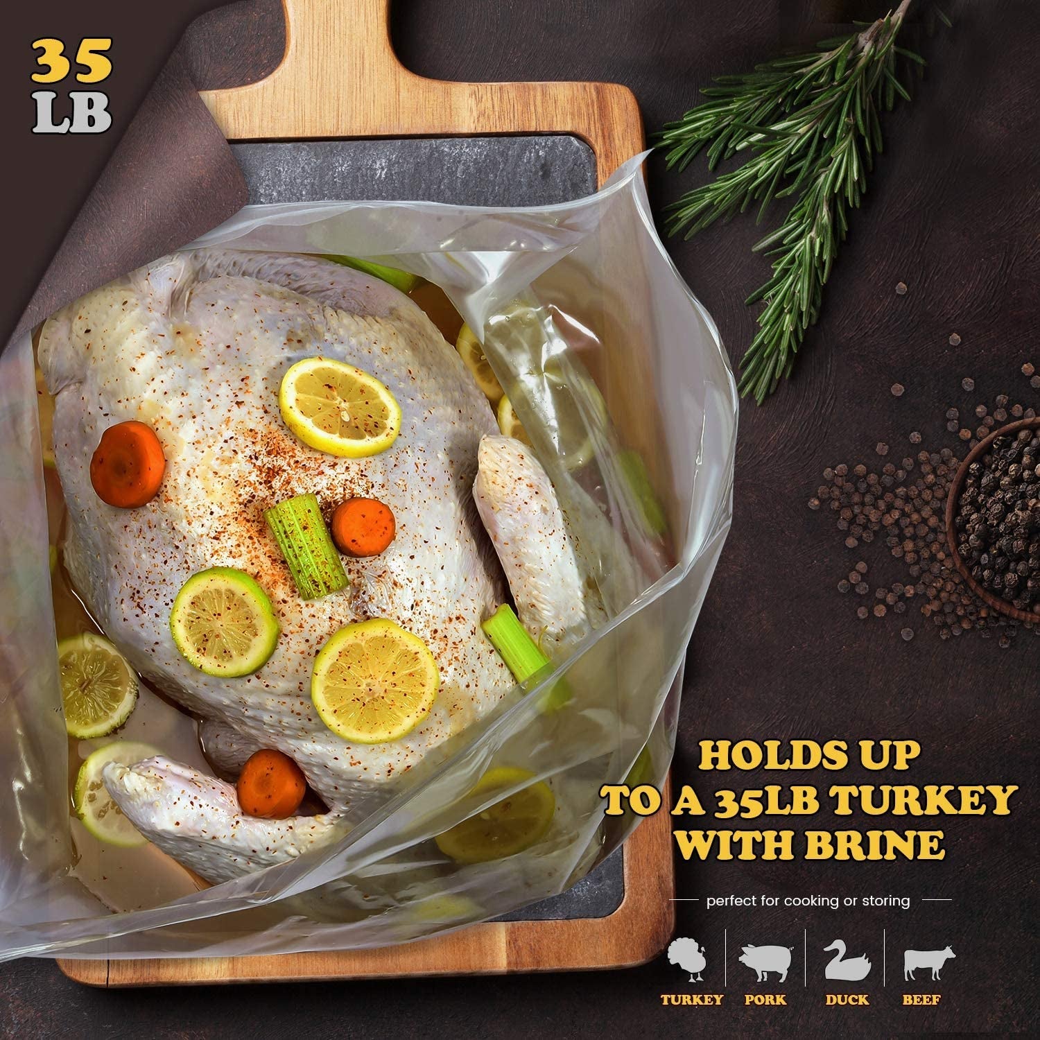 Turkey Brining Bag. 26×22. 2 Pack. Extra Large Brine Bag with 2 Strings and 2 Larger Clips. Thickened Brining Bag Holds up to 35 Pounds. Double Zippers Seal Brine Bags for Turkey. Chicken. Beef.Pork - Image 7