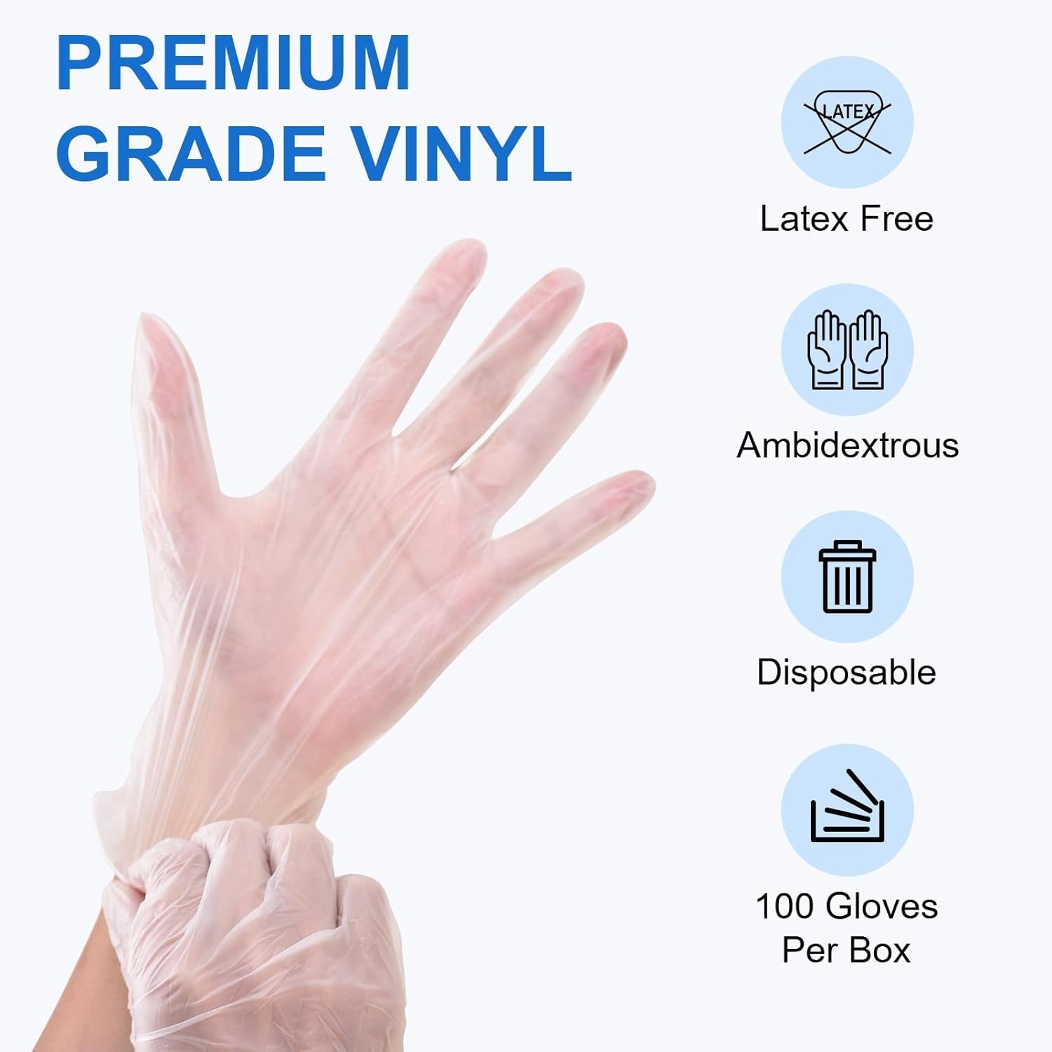 Clear Vinyl Exam Gloves. Latex-Free. Disposable Medical Gloves. Cleaning Gloves. Food Safe. Powder-Free. 4 Mil - Image 3